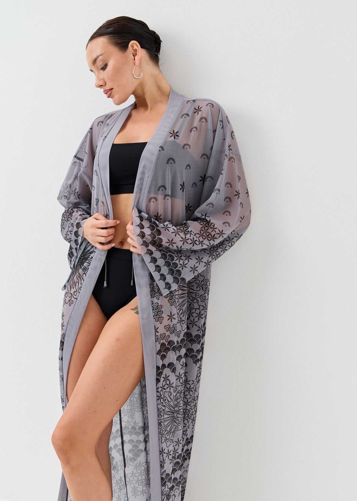 Dragon Gray Sheer Maxi Beach Cover-Up – Elegance Meets Effortless Style
