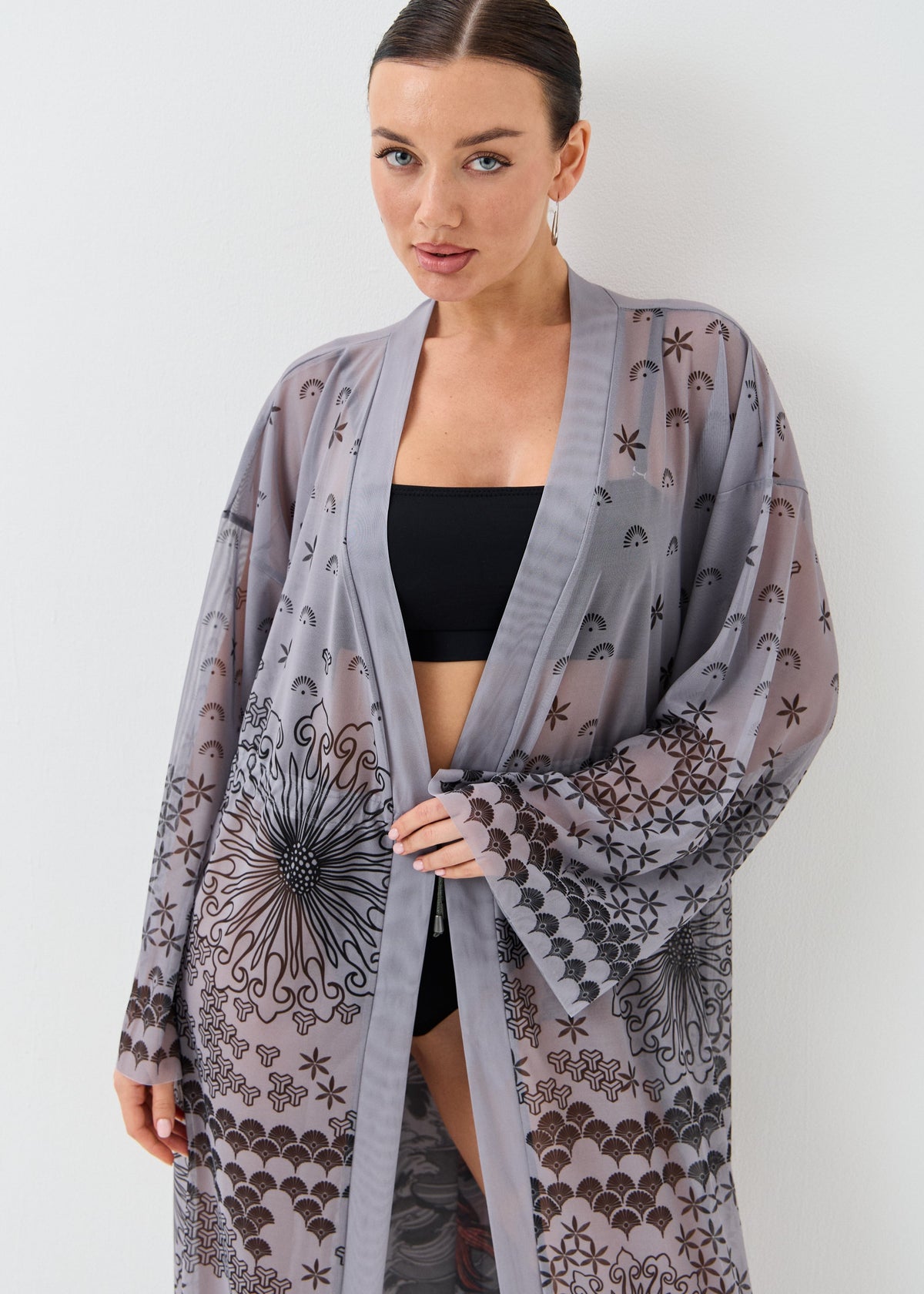 Dragon Gray Sheer Maxi Beach Cover-Up – Elegance Meets Effortless Style