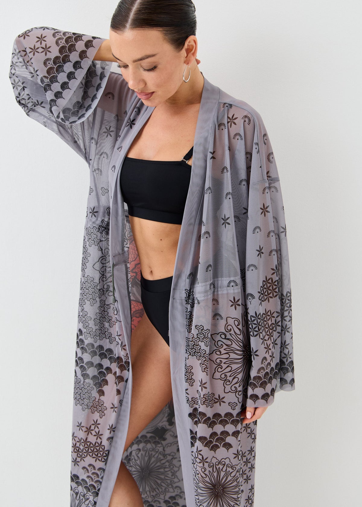 Dragon Gray Sheer Maxi Beach Cover-Up – Elegance Meets Effortless Style