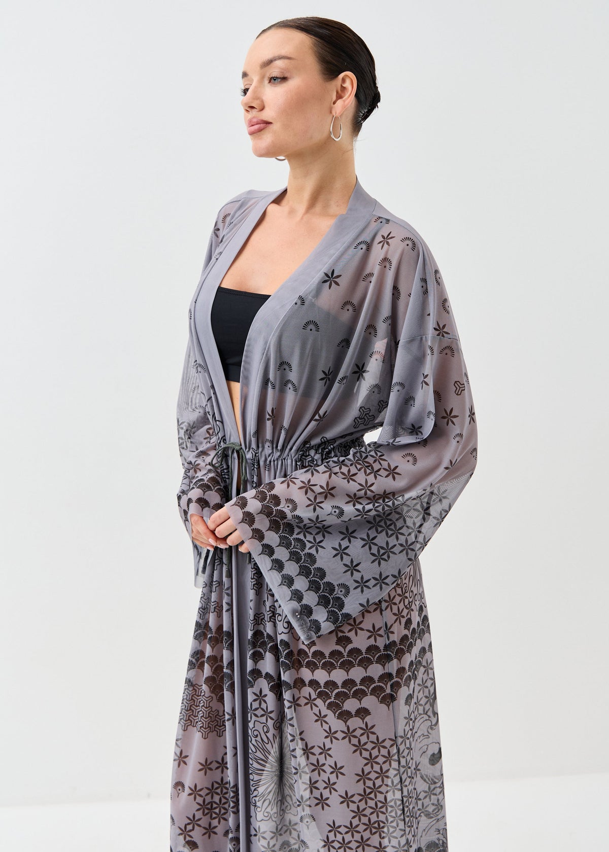 Dragon Gray Sheer Maxi Beach Cover-Up – Elegance Meets Effortless Style