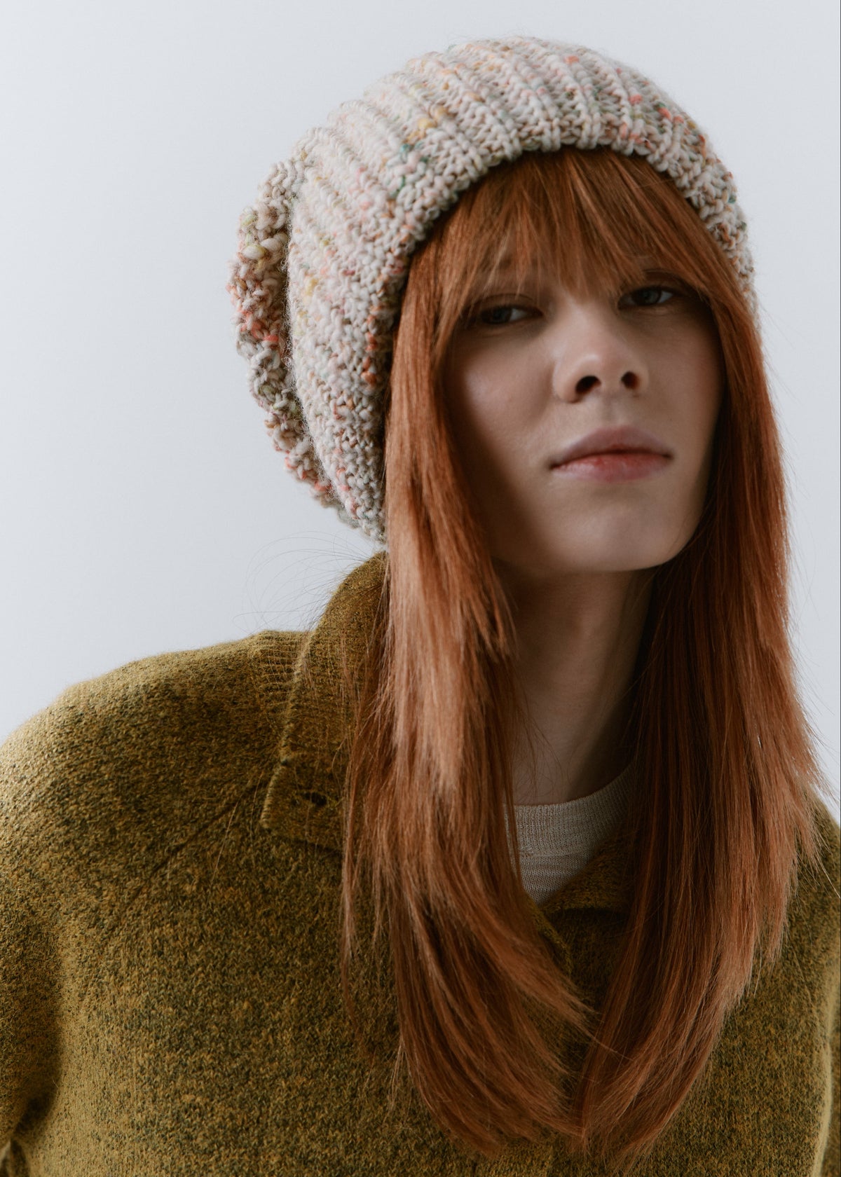 London Snowdrop knit beanie: Front portrait