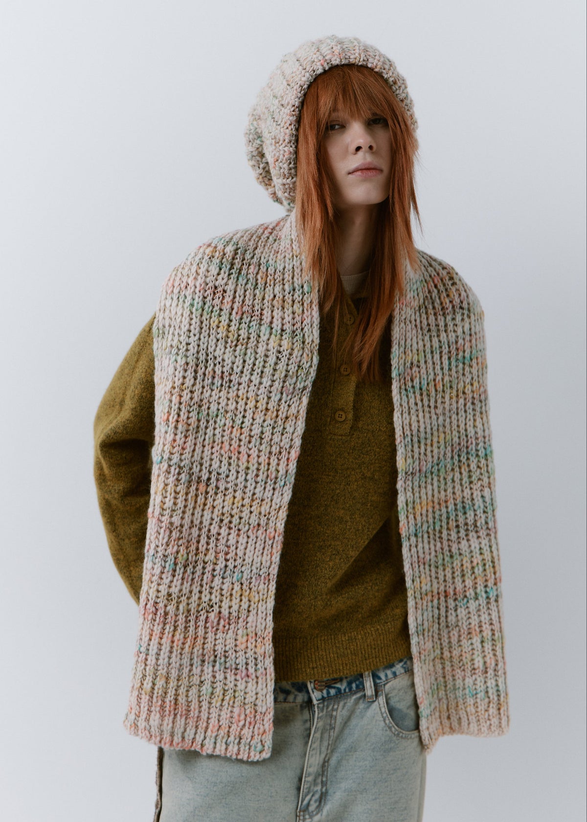 Oversized Alpaca Wool Scarf - Snowdrop