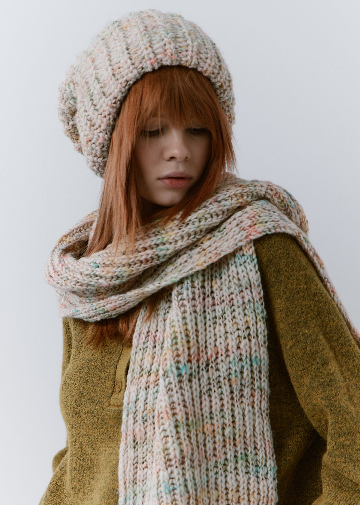 Oversized Alpaca Wool Scarf - Snowdrop