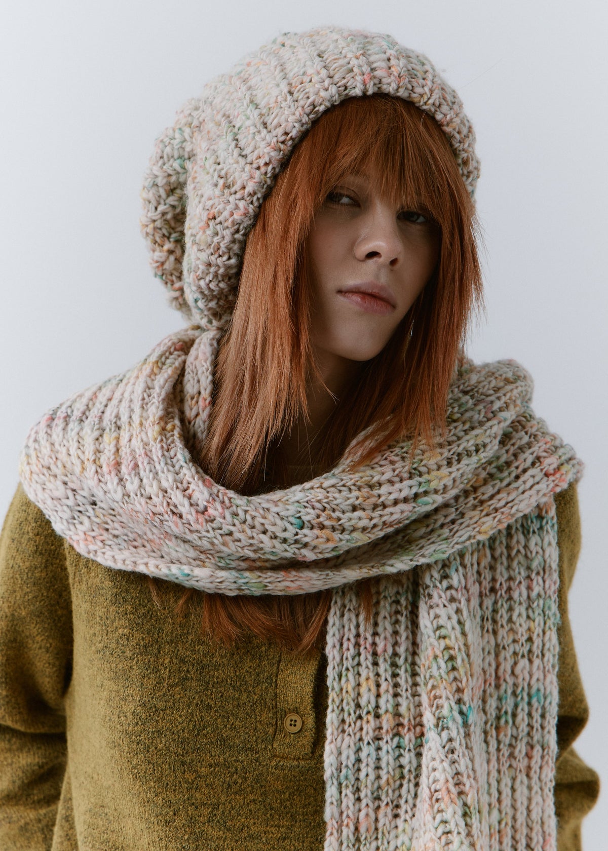 Oversized Alpaca Wool Scarf - Snowdrop