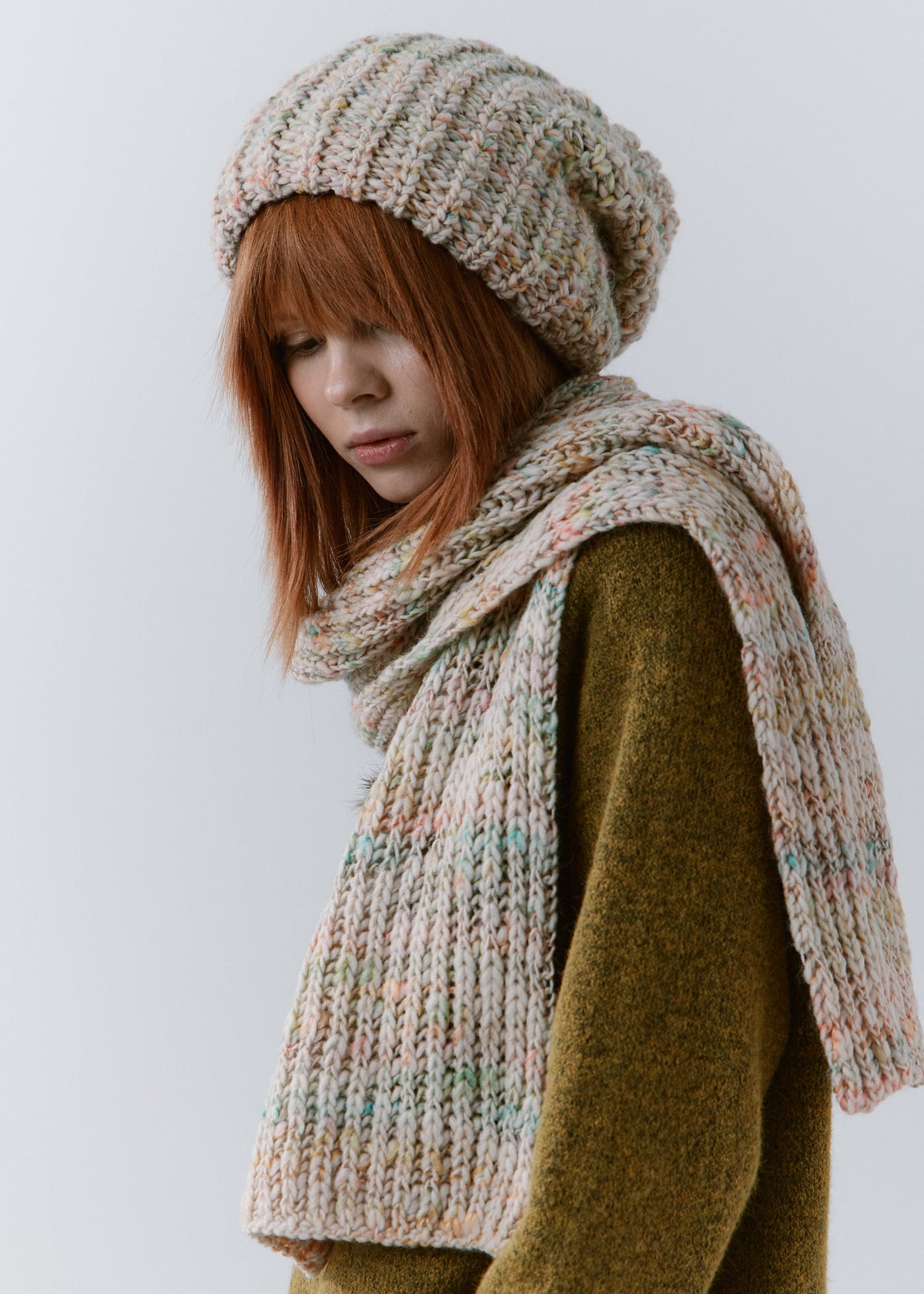 Oversized Alpaca Wool Scarf - Snowdrop