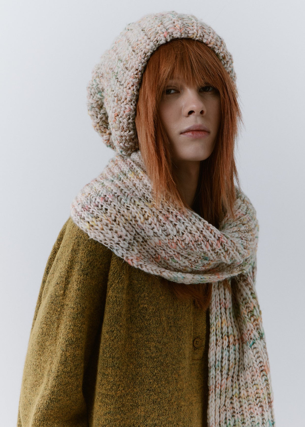 Oversized Alpaca Wool Scarf - Snowdrop
