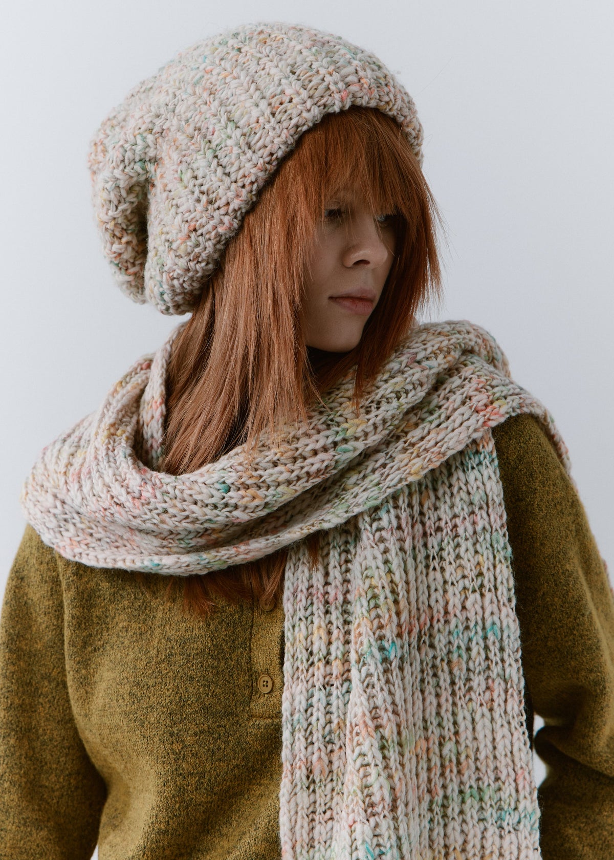 Oversized Alpaca Wool Scarf - Snowdrop