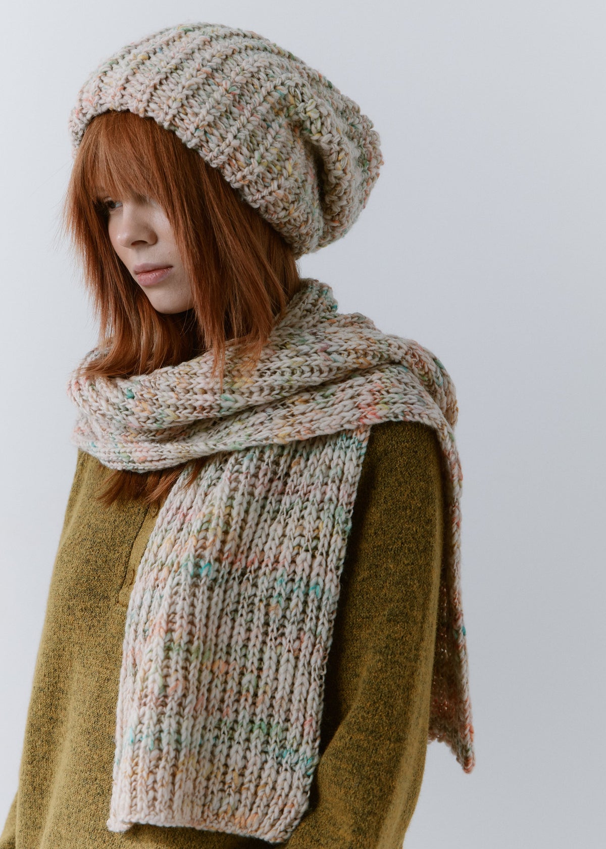 Oversized Alpaca Wool Scarf - Snowdrop
