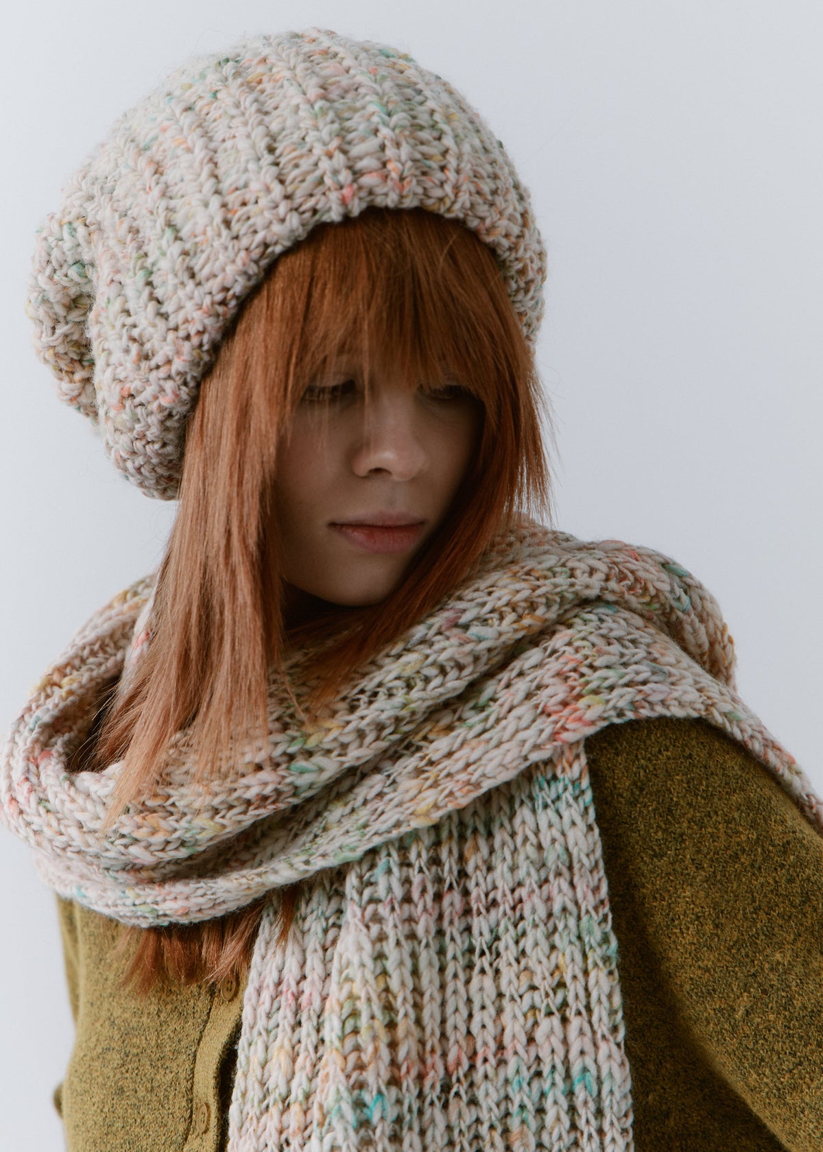 Oversized Alpaca Wool Scarf - Snowdrop