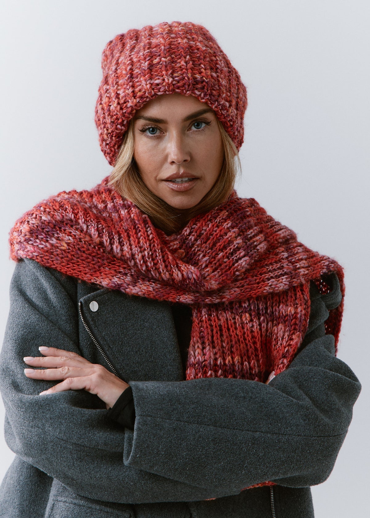 Oversized Alpaca Wool Scarf - Red - BRIKOLY