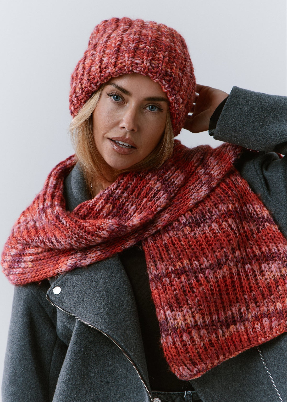 Oversized Alpaca Wool Scarf - Red - BRIKOLY