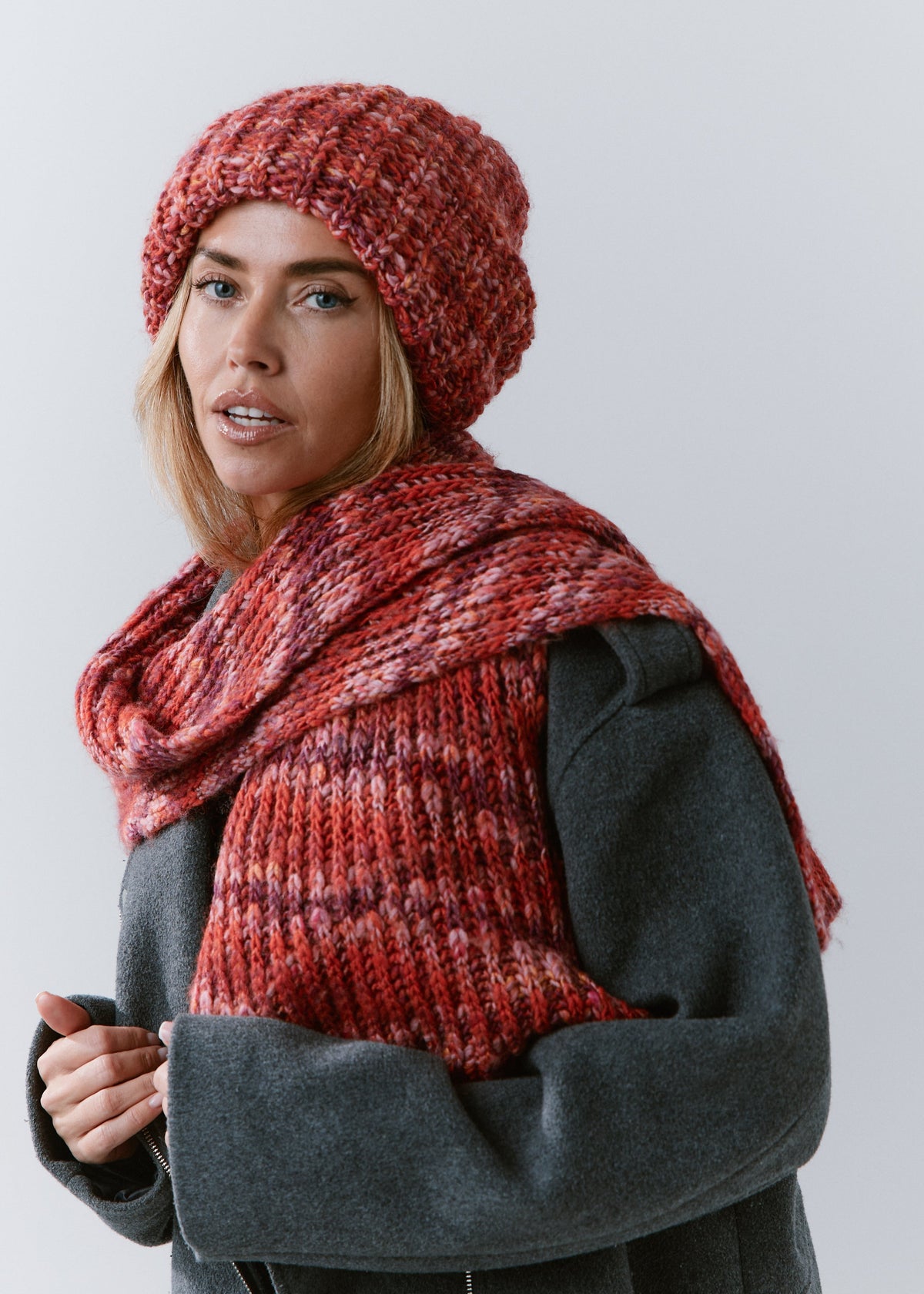 Oversized Alpaca Wool Scarf - Red - BRIKOLY