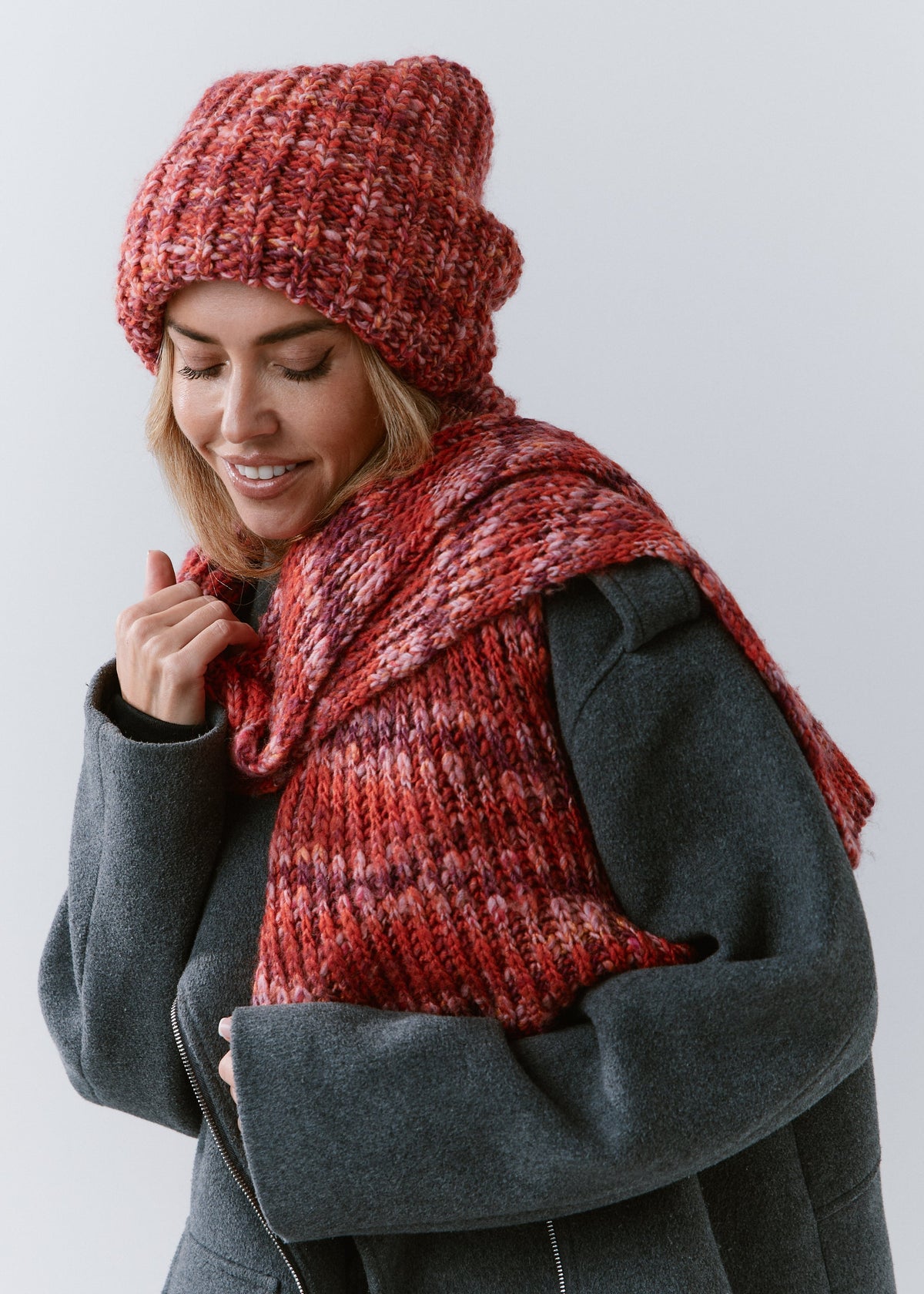 Oversized Alpaca Wool Scarf - Red - BRIKOLY