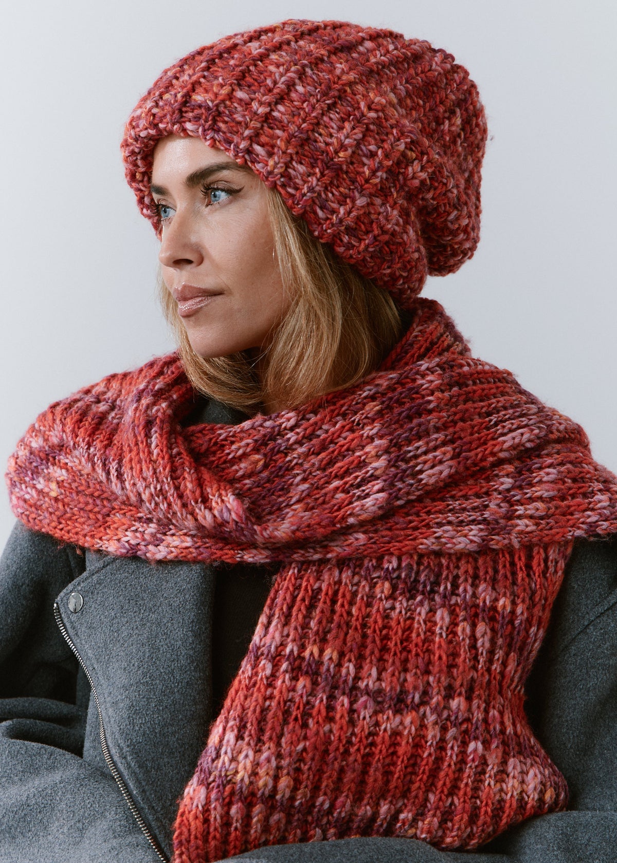 Oversized Alpaca Wool Scarf - Red - BRIKOLY