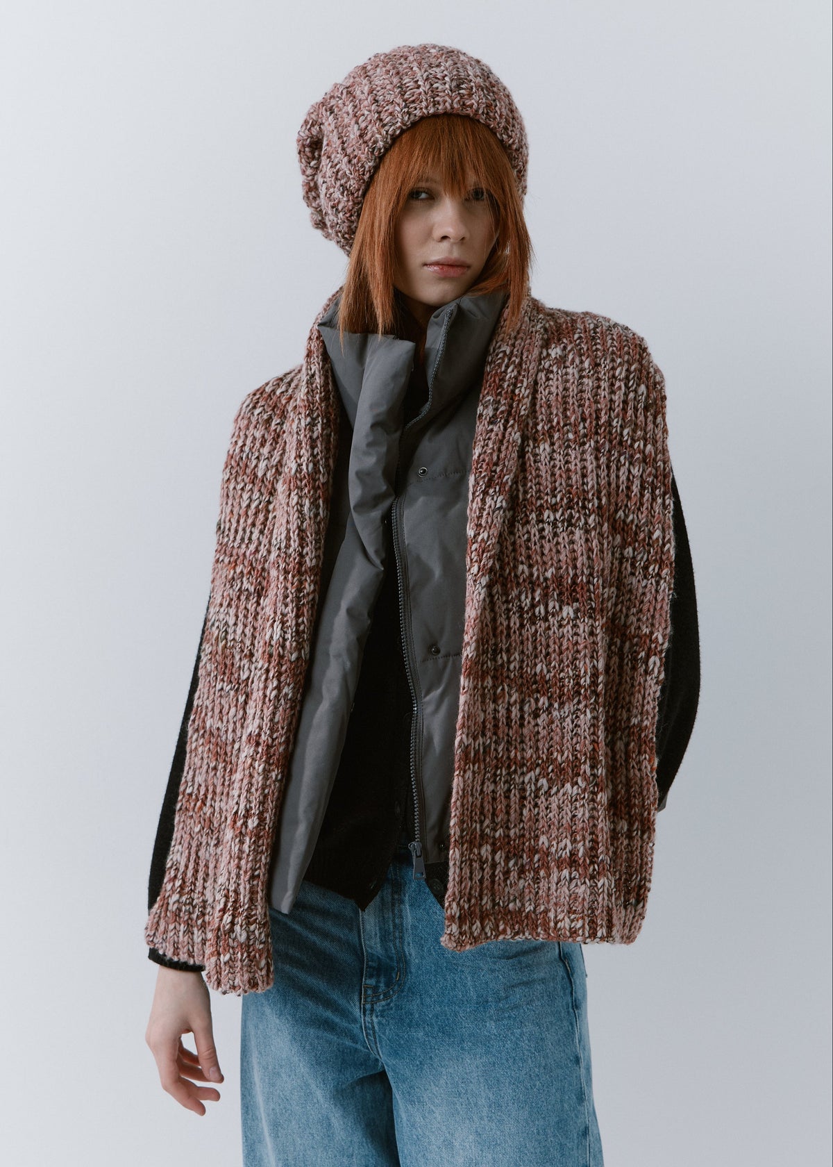 Oversized Alpaca Wool Scarf - Rose