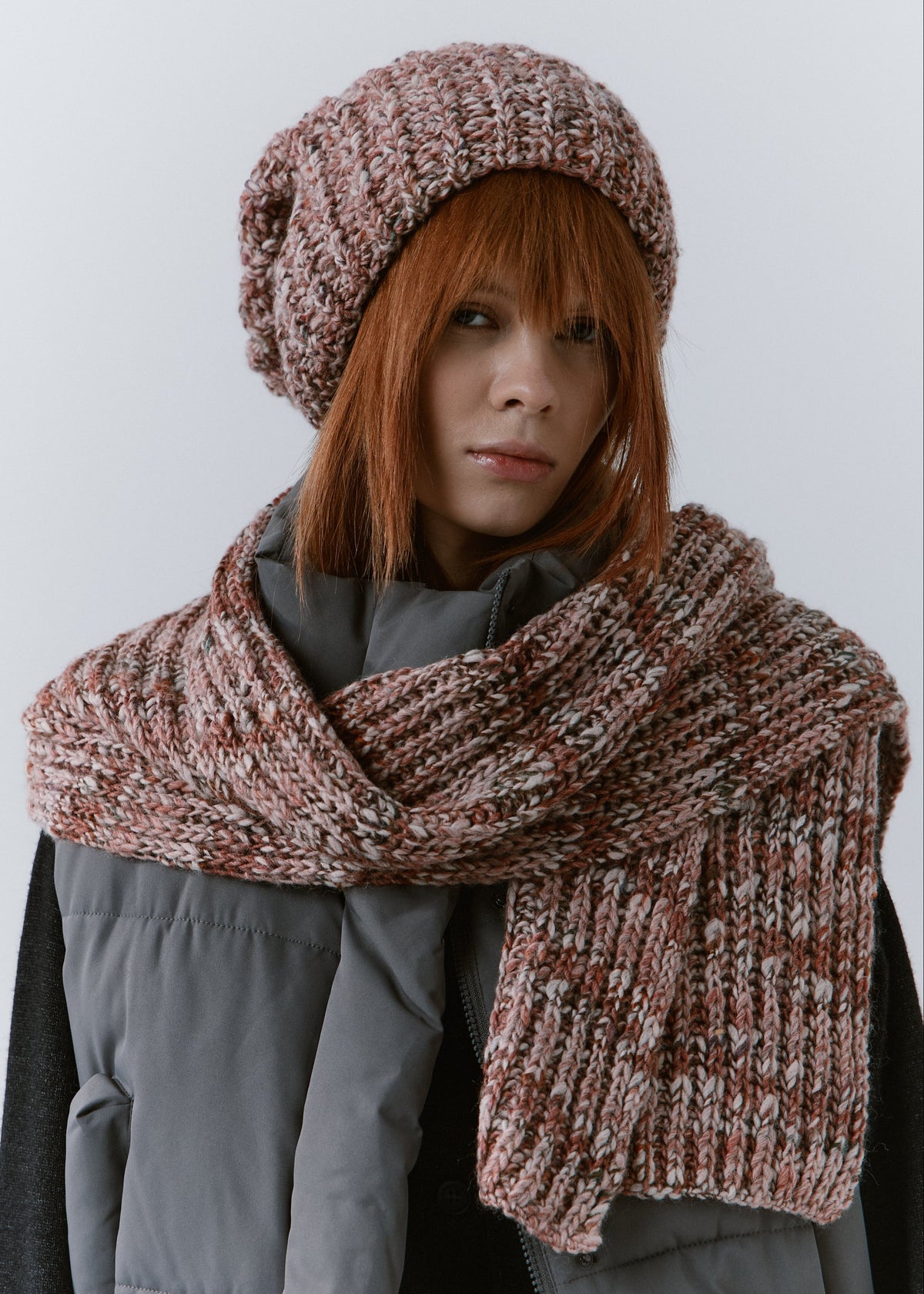 Oversized Alpaca Wool Scarf - Rose