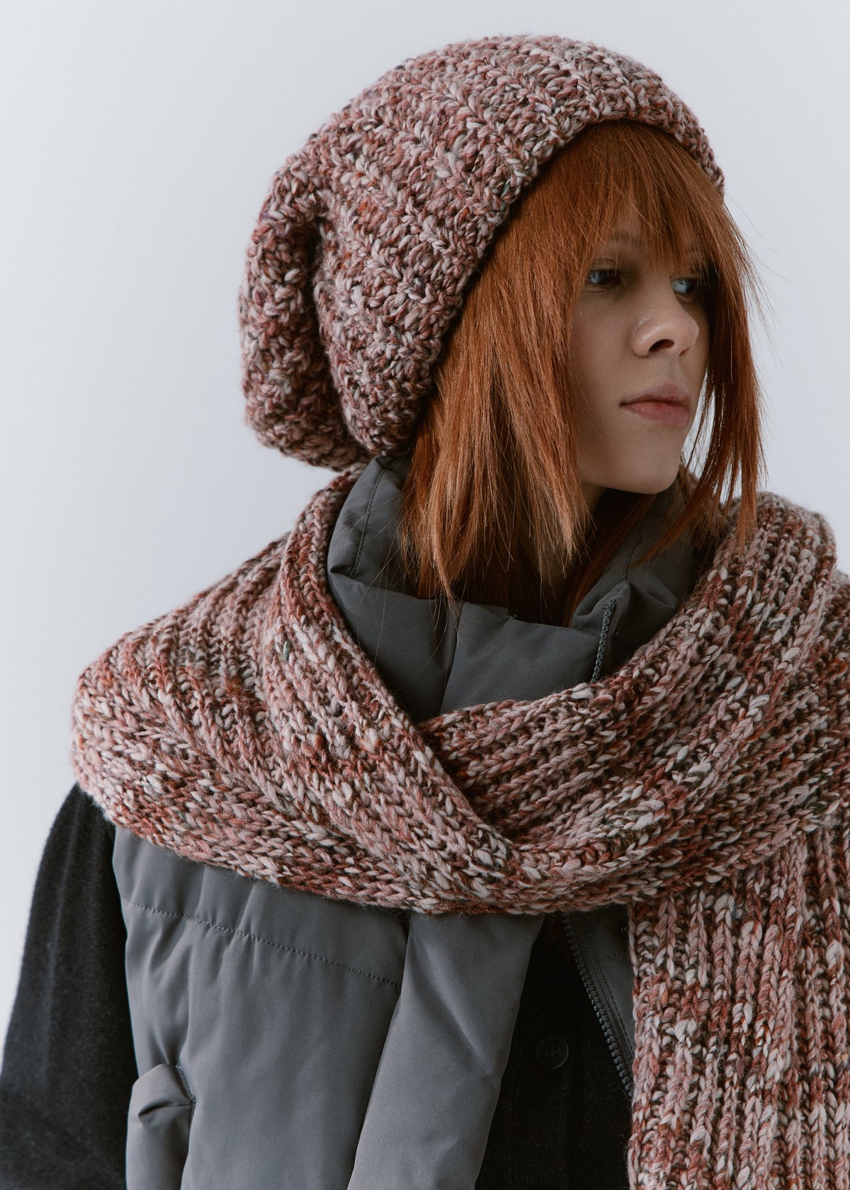 Oversized Alpaca Wool Scarf - Rose