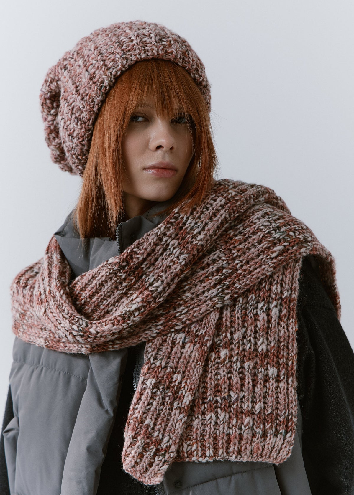 Oversized Alpaca Wool Scarf - Rose