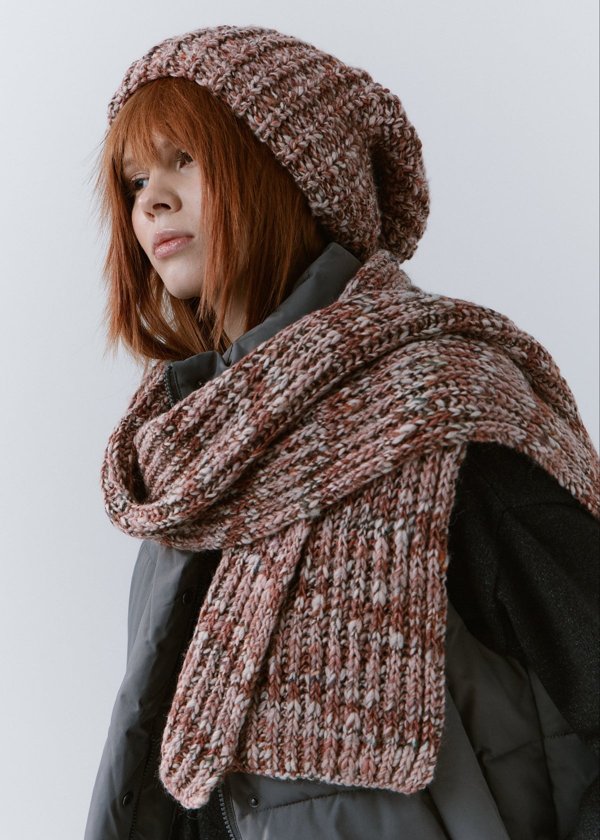 Oversized Alpaca Wool Scarf - Rose