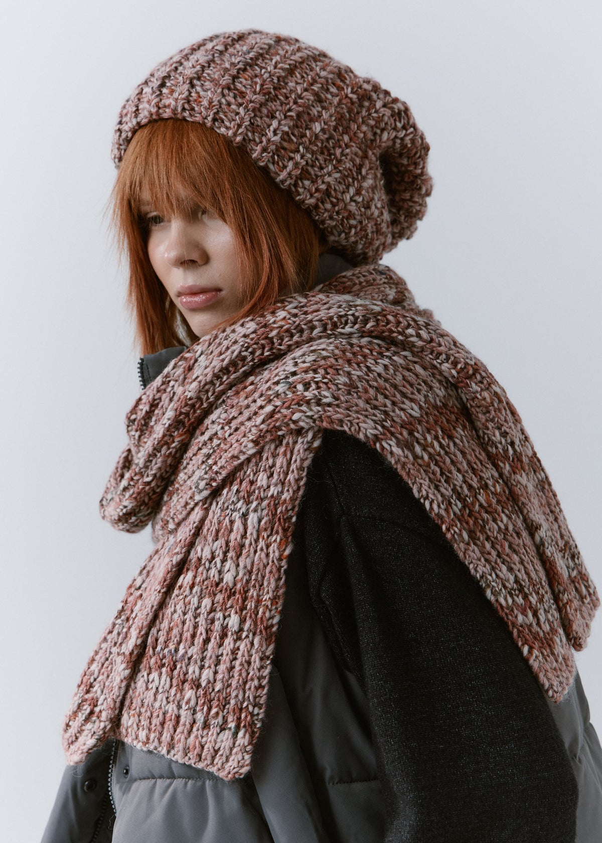 Oversized Alpaca Wool Scarf - Rose