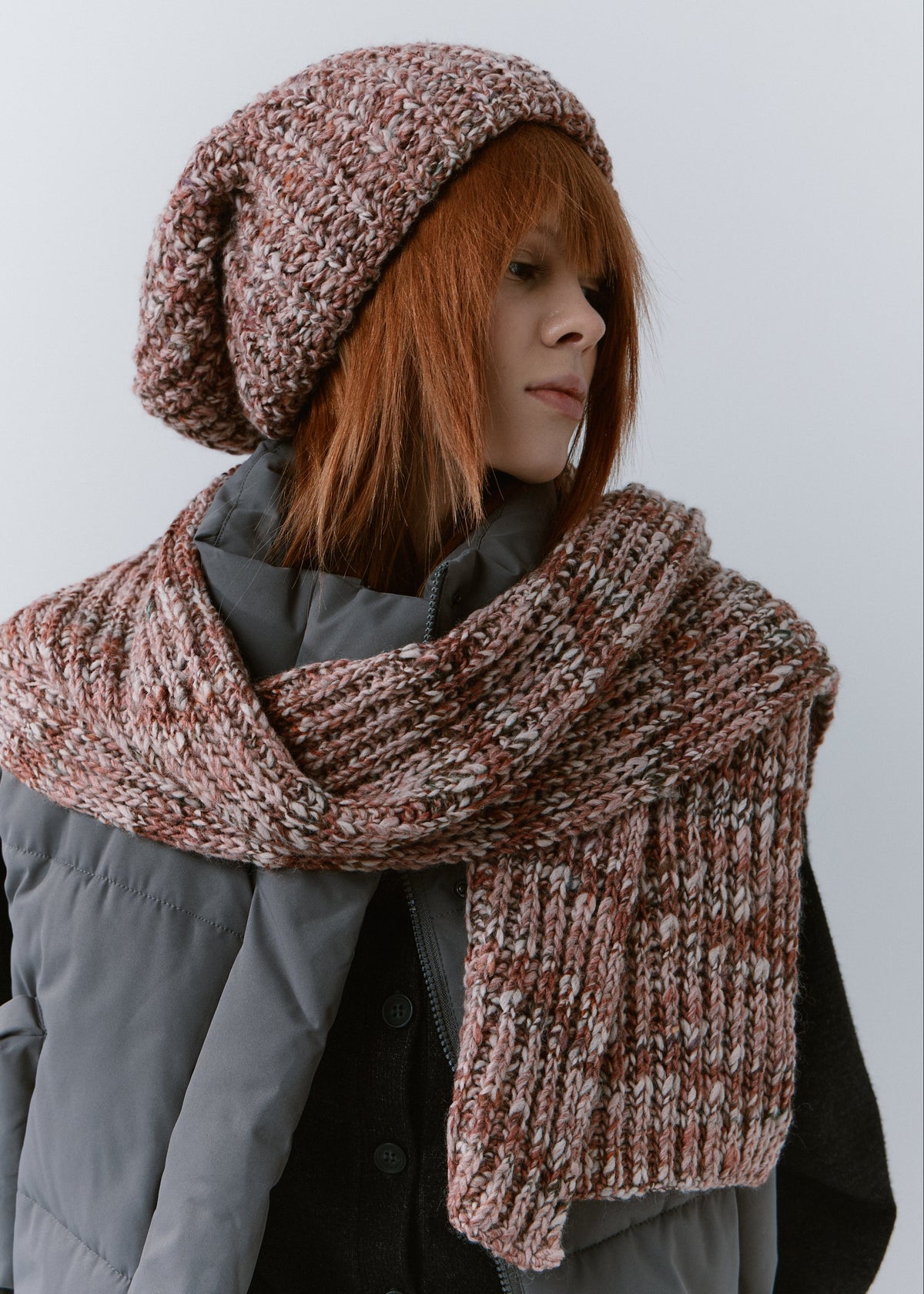 Oversized Alpaca Wool Scarf - Rose