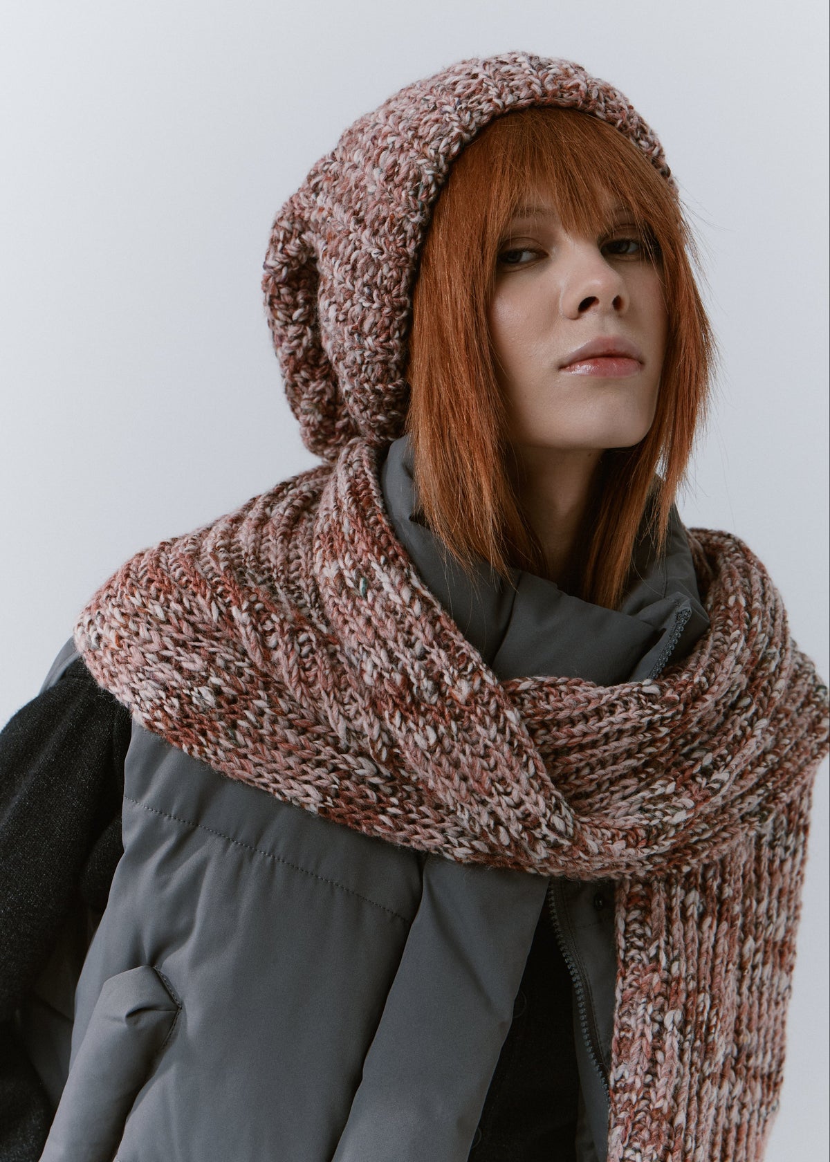 Oversized Alpaca Wool Scarf - Rose