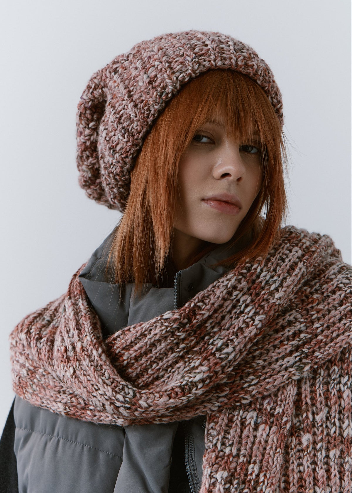 Oversized Alpaca Wool Scarf - Rose