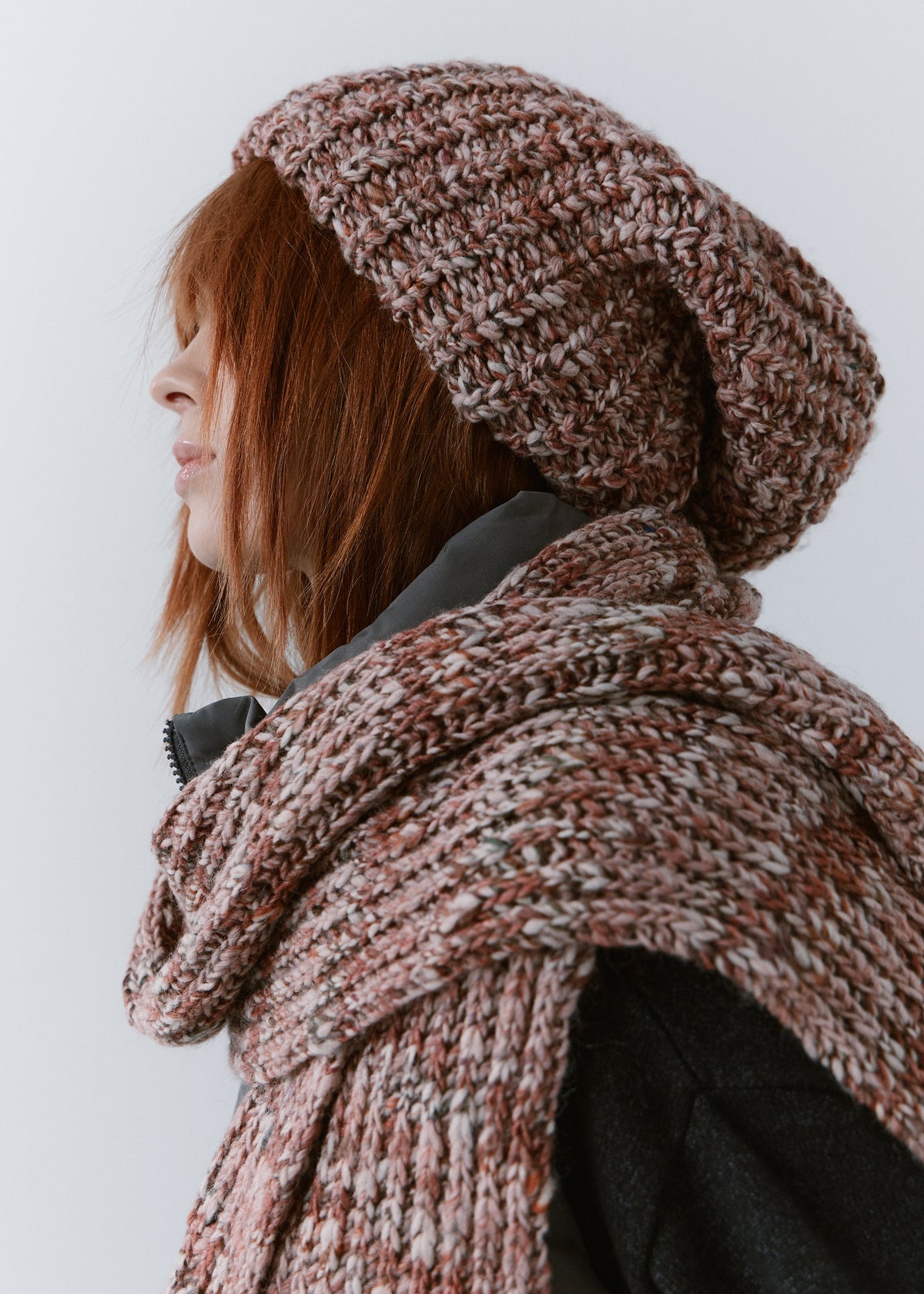 Oversized Alpaca Wool Scarf - Rose