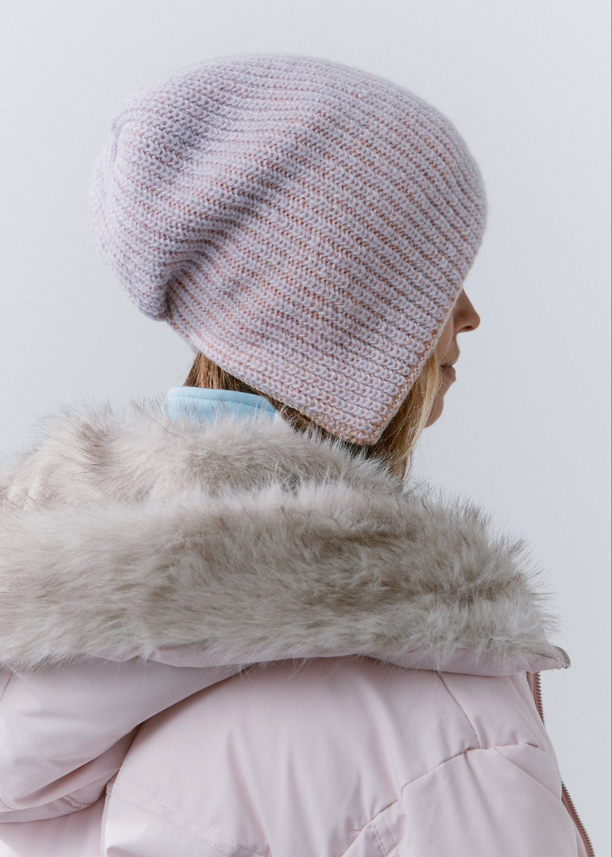 BRIKOLY Lisse Unicorn reversible ribbed knit beanie shown from the rear side to reveal the relaxed shape.