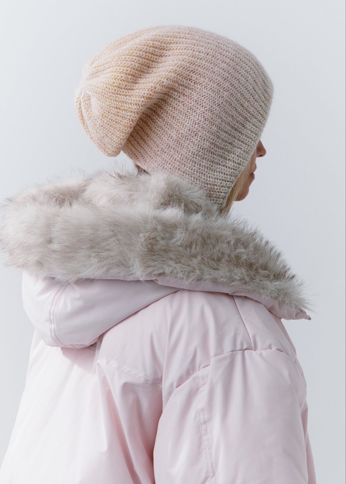 BRIKOLY Lisse Multi reversible ribbed knit beanie shown from the rear side to reveal its relaxed shape.