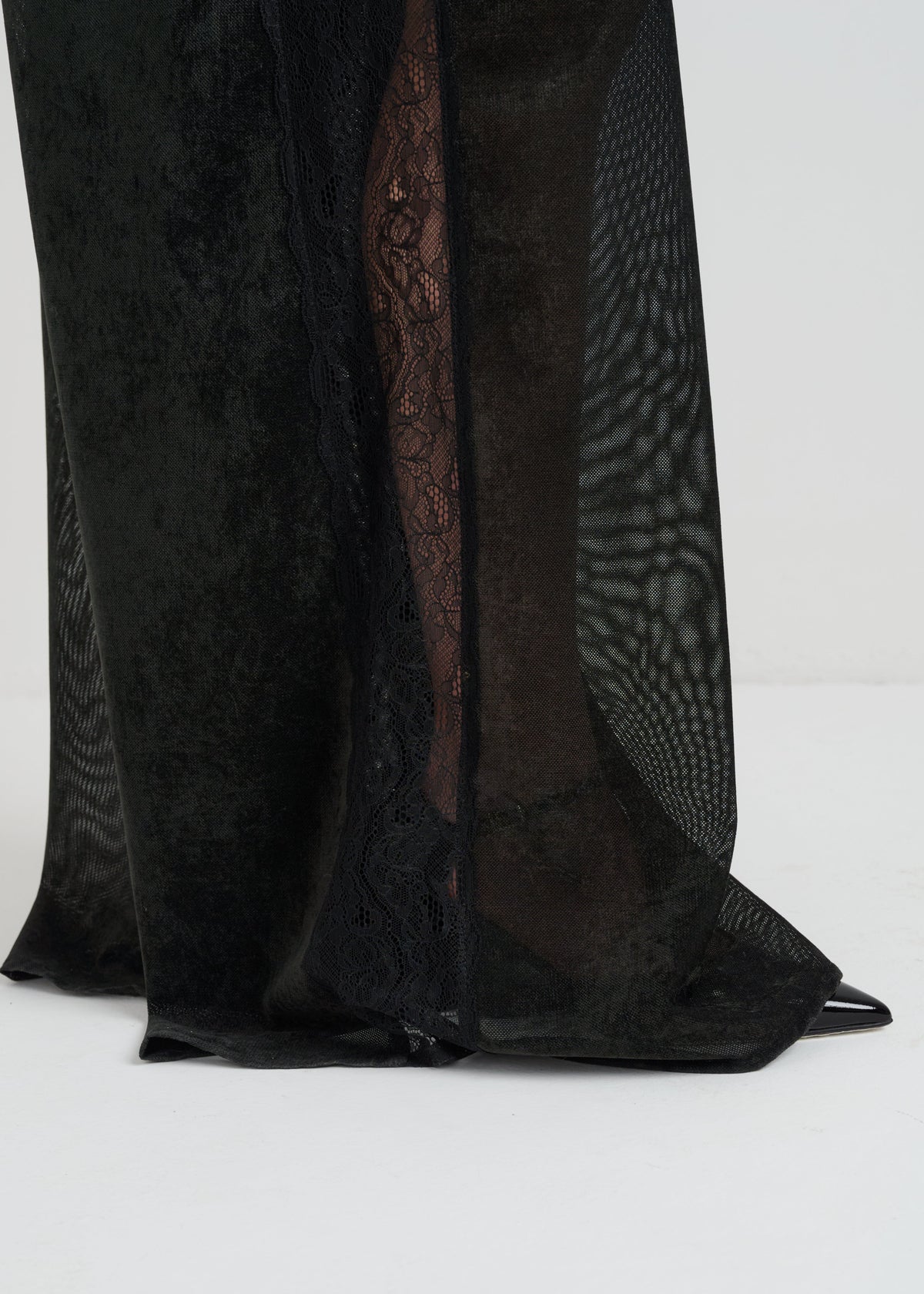 Sheer Wide-Leg Women’s Pants with Lace Detailing