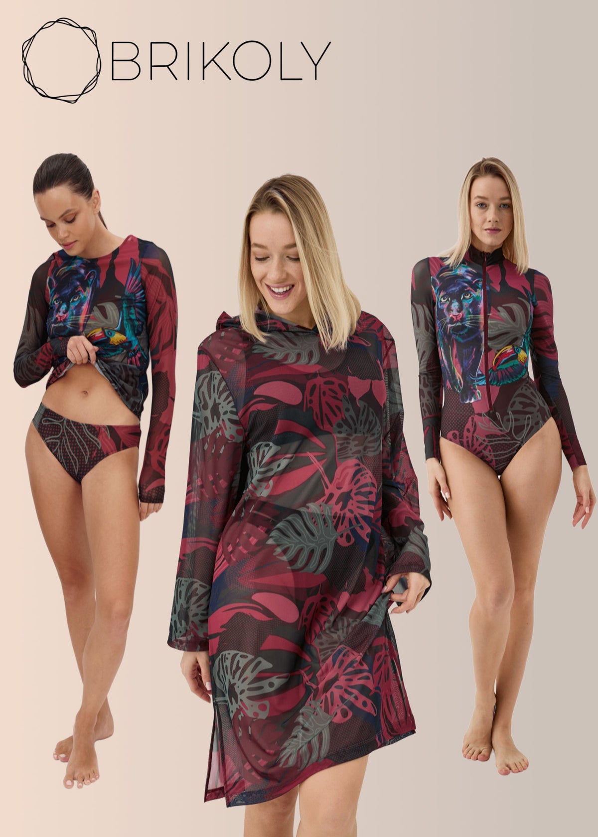 Panther Mesh Beach Tunic for Women – Lightweight UV Cover-Up with Exclusive Design - BRIKOLY