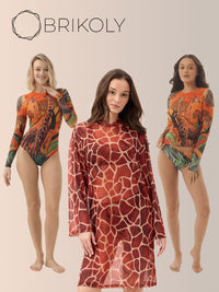Giraffe Tattoo Swimsuit with SPF 50 Protection – Stylish Swimwear for Women - BRIKOLY