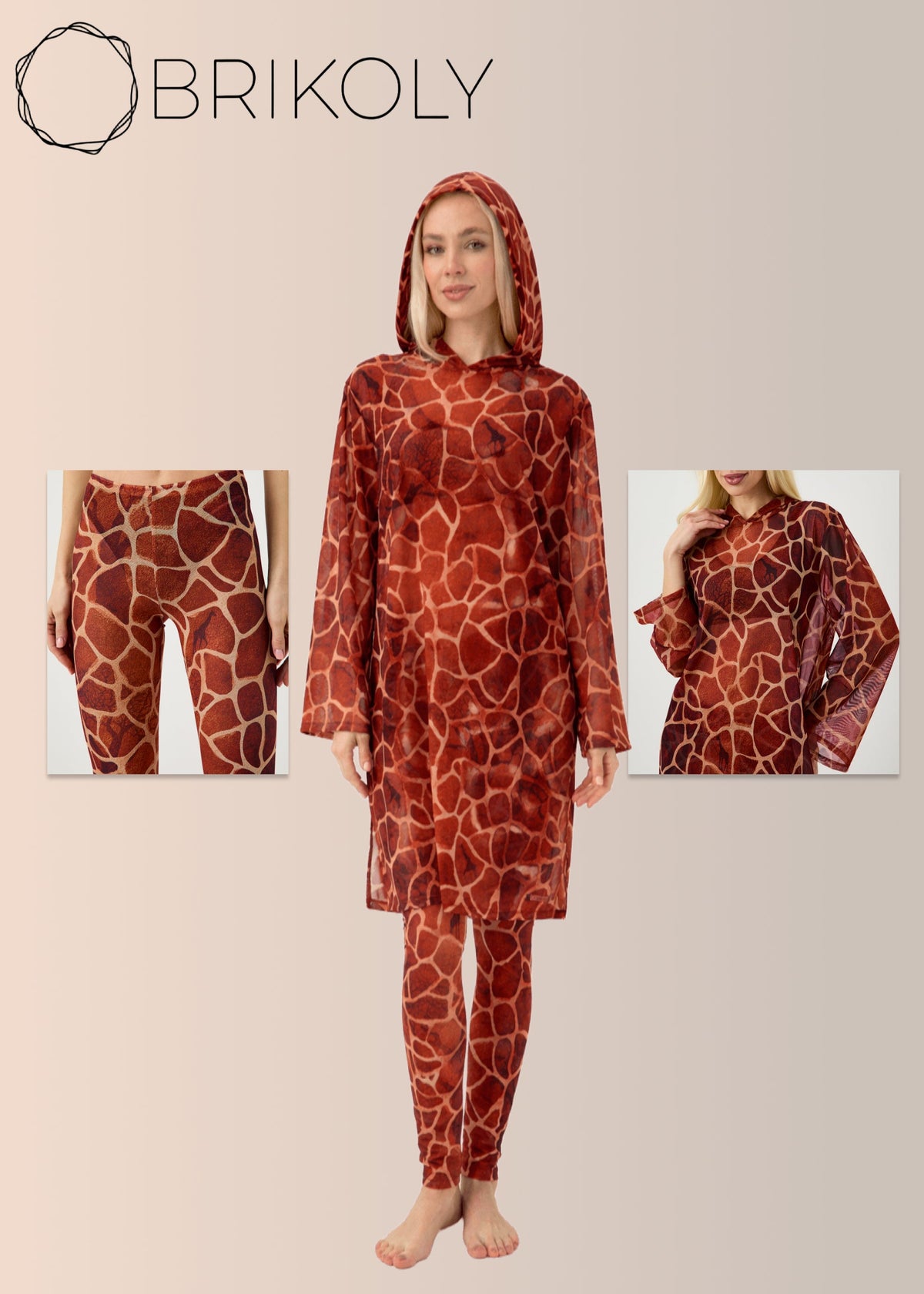 Giraffe Print Water Leggings – Chic Mesh Cover-Up for Modest Swim Sets