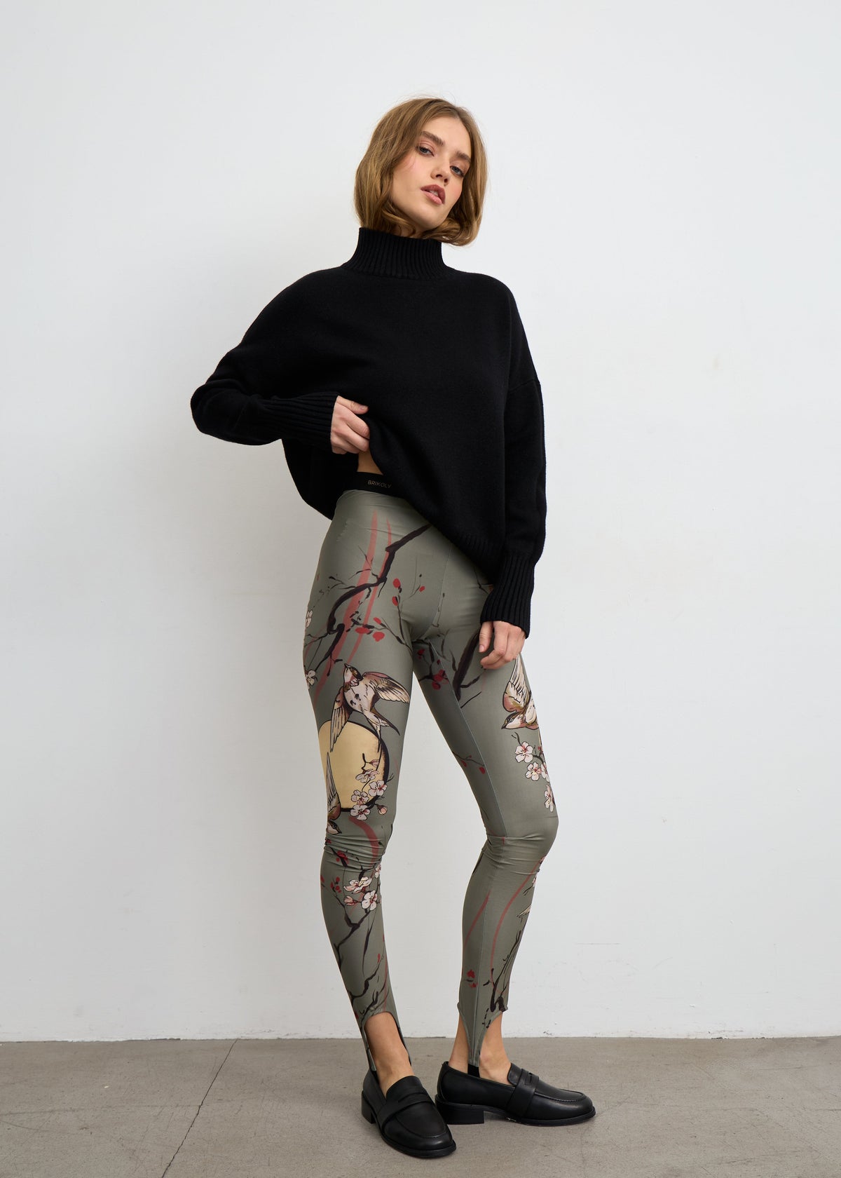 Moon Tattoo Print Sheer Mesh Leggings for Women - BRIKOLY