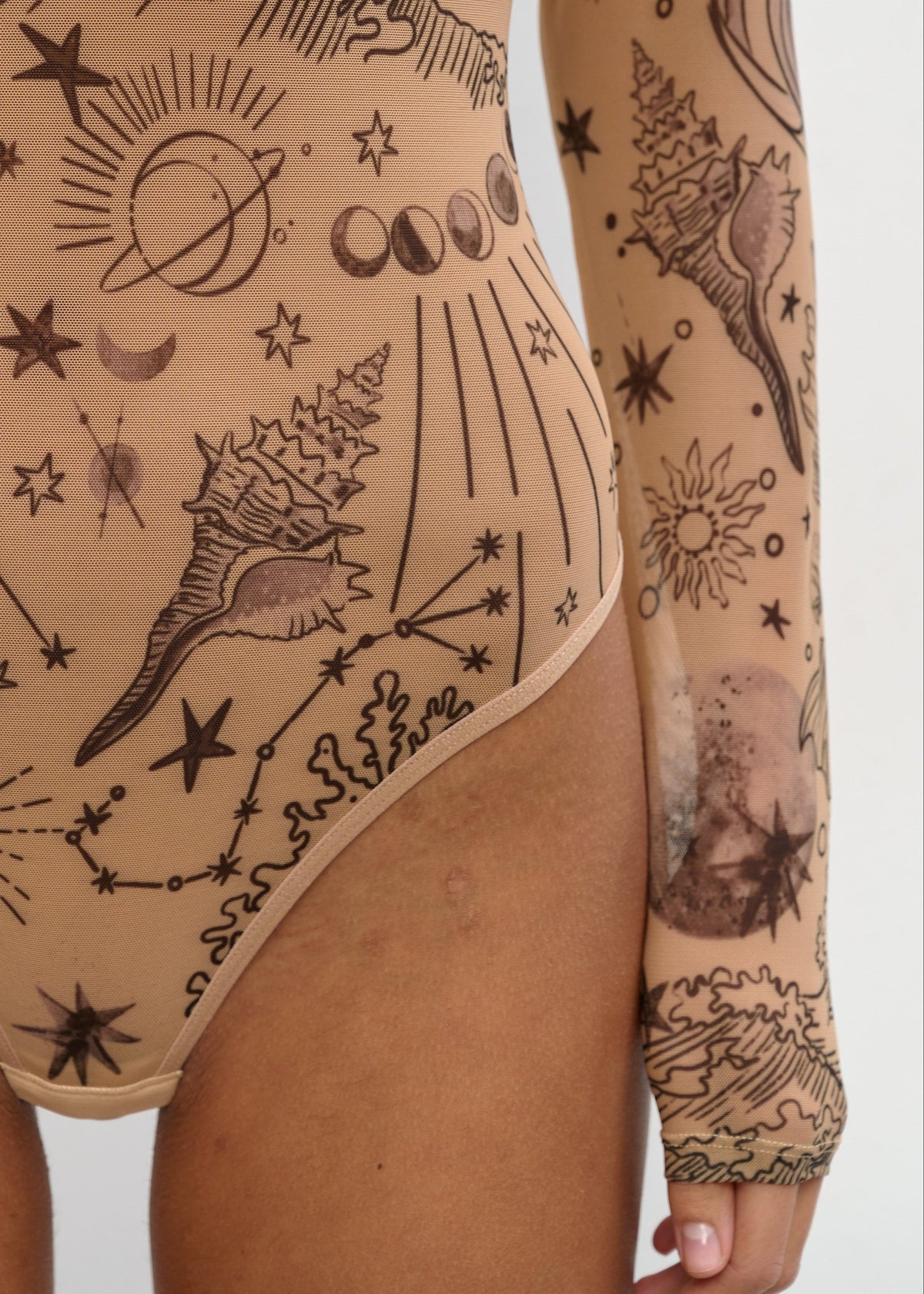 Water Essence Long Sleeve Bodysuit for Women – Unique Tattoo Design - BRIKOLY