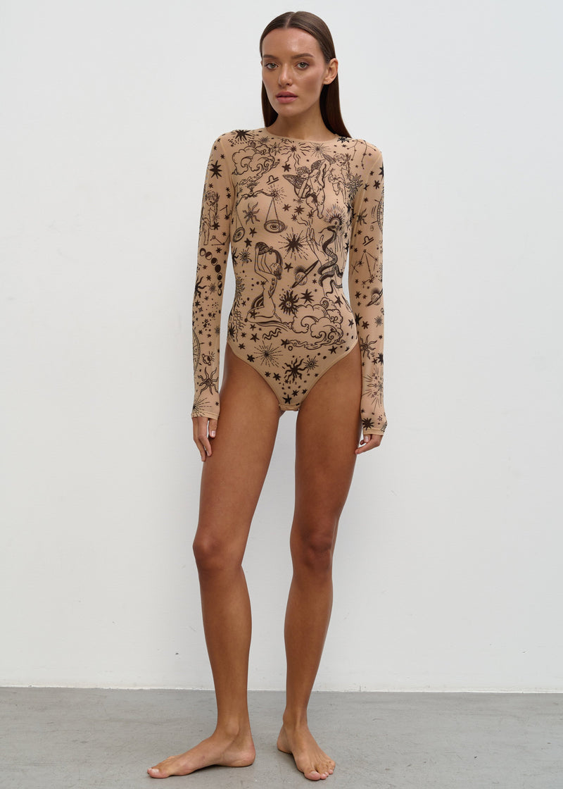 Air Essence Long Sleeve Bodysuit for Women – Unique Tattoo Design - BRIKOLY