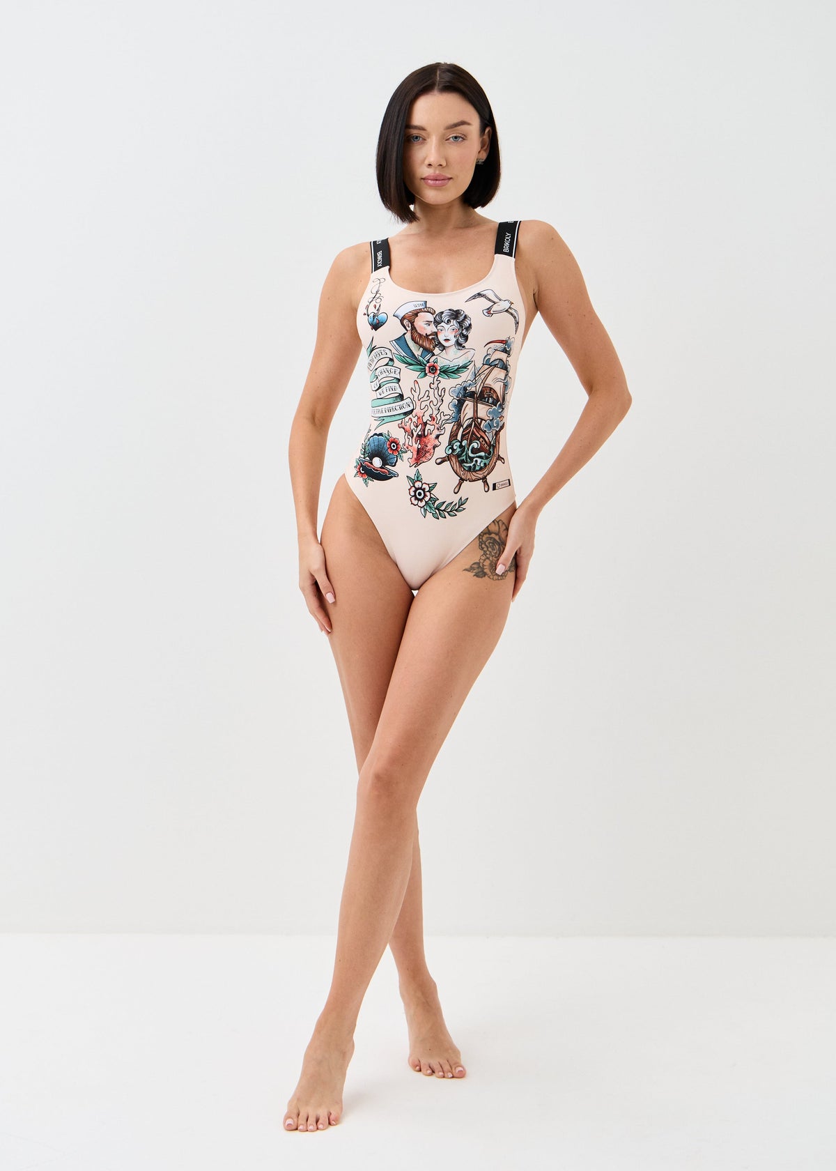Deep Love Biflex One-Piece Swimsuit with Branded Straps & Removable Cups