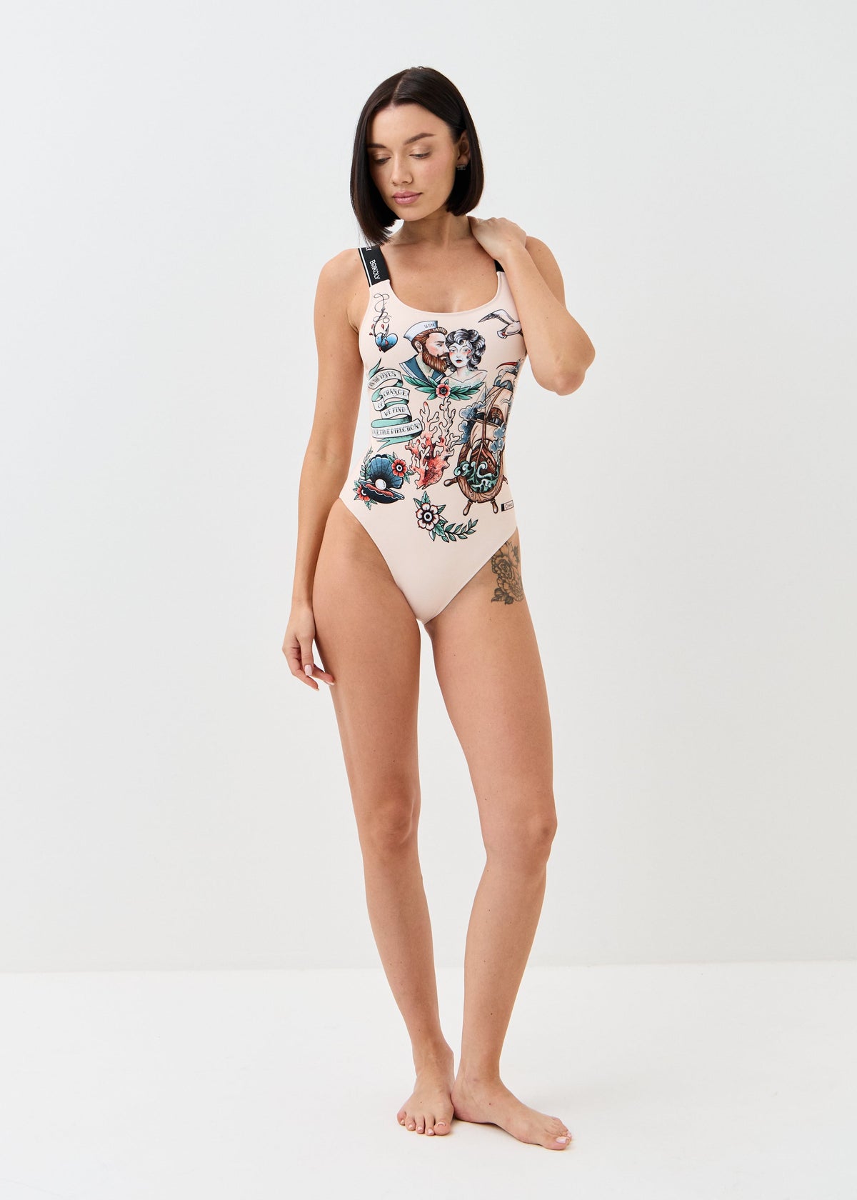 Deep Love Biflex One-Piece Swimsuit with Branded Straps & Removable Cups