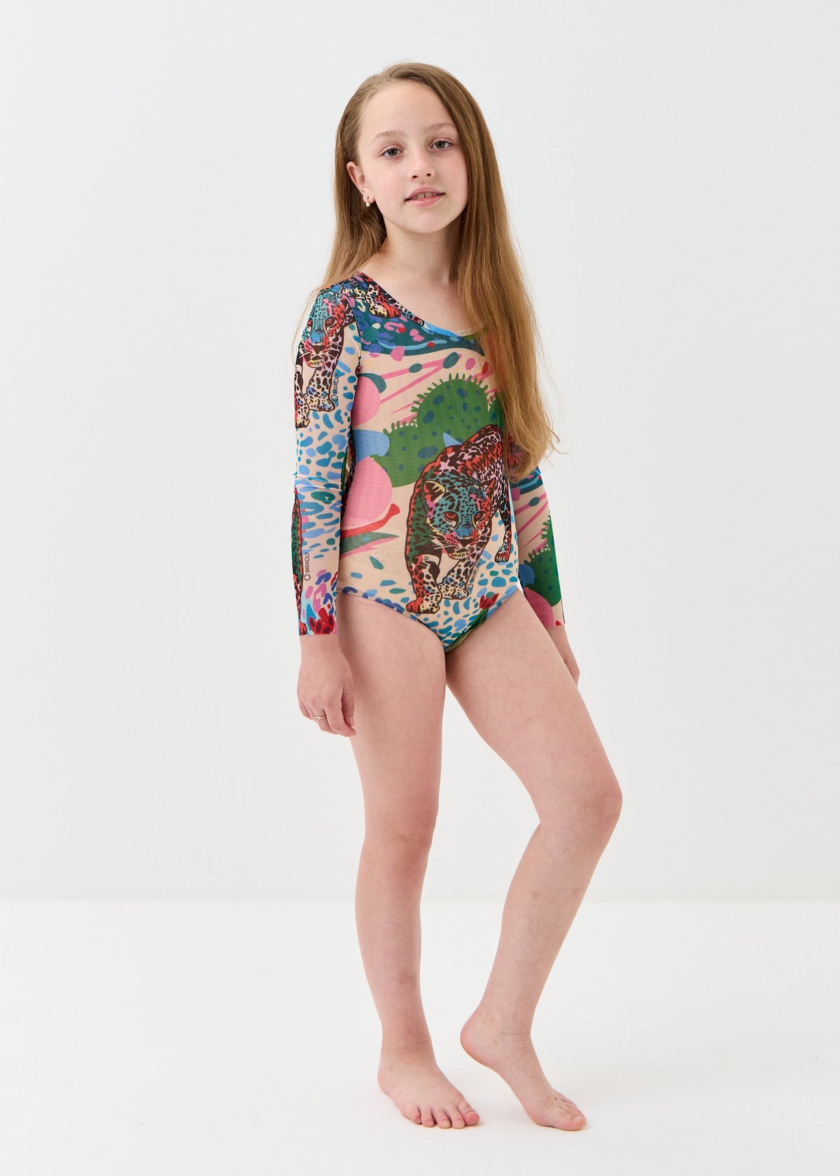 Jaguar Girls' Smart Tan One-Piece Mesh Swimsuit | Family Matching Swimwear (на проверку) - BRIKOLY