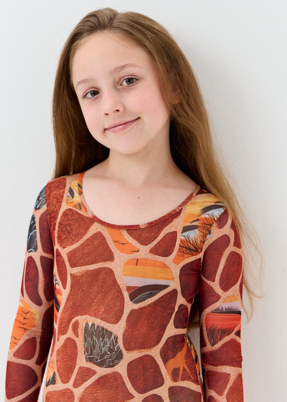 Giraffe Girls' Smart Tan One-Piece Mesh Swimsuit | Family Matching Swimwear (на проверку) - BRIKOLY
