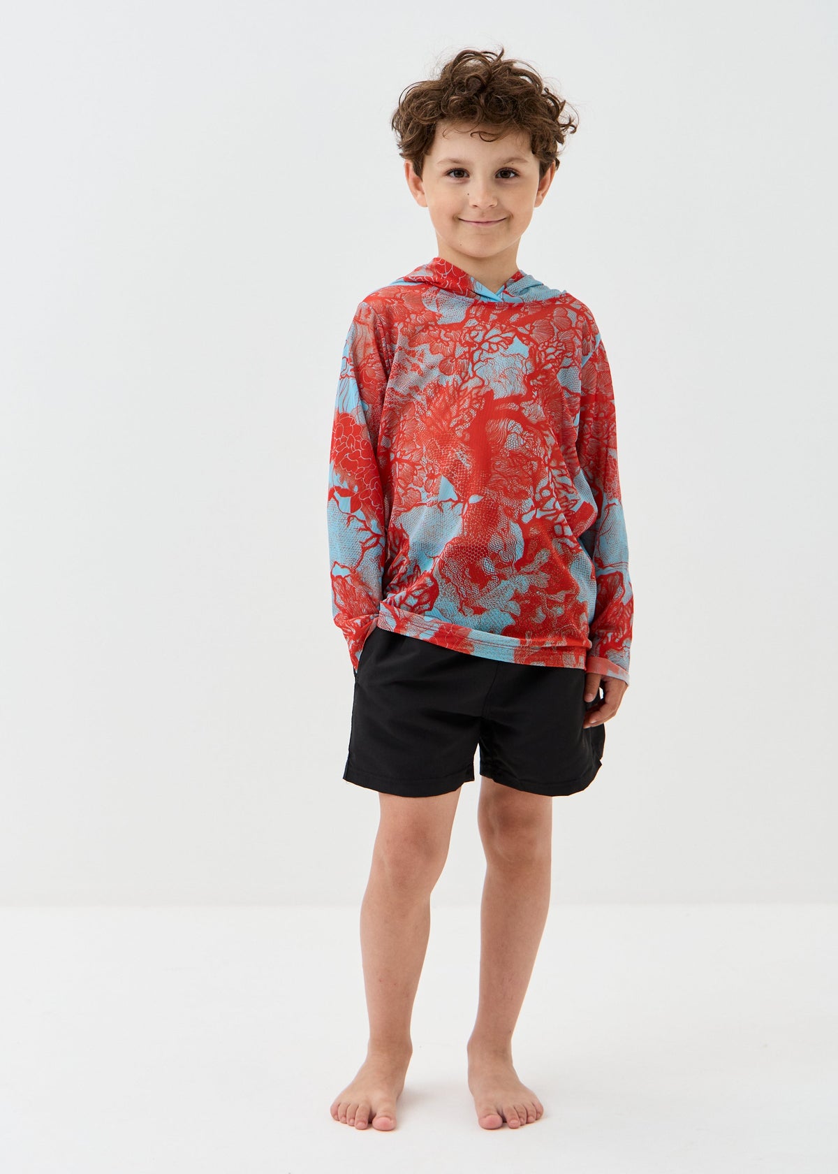 Coral Orange Kids’ Smart Mesh Tunic - Sun-Safe "Full Family Look"