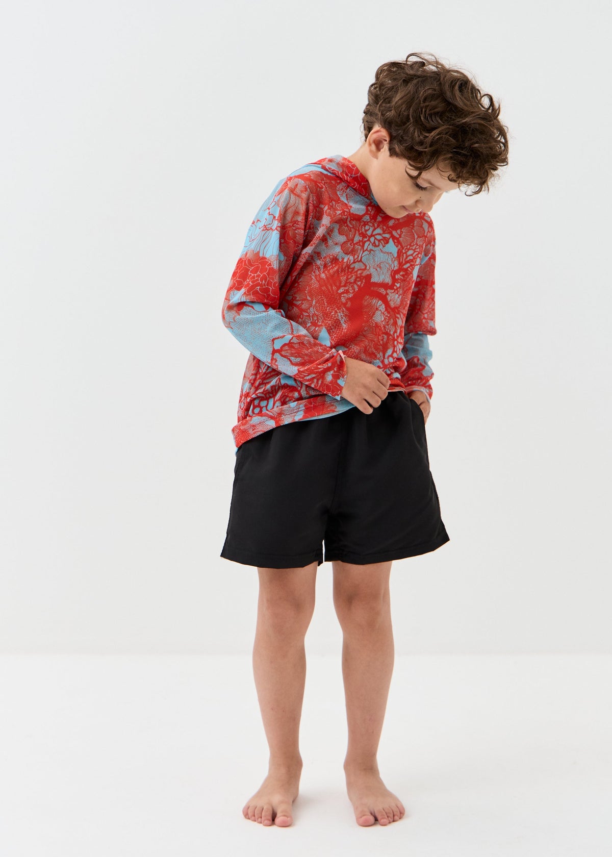 Coral Orange Kids’ Smart Mesh Tunic - Sun-Safe "Full Family Look"