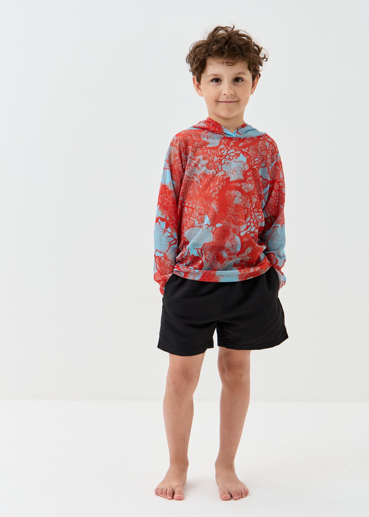 Coral Orange Kids’ Smart Mesh Tunic - Sun-Safe "Full Family Look"