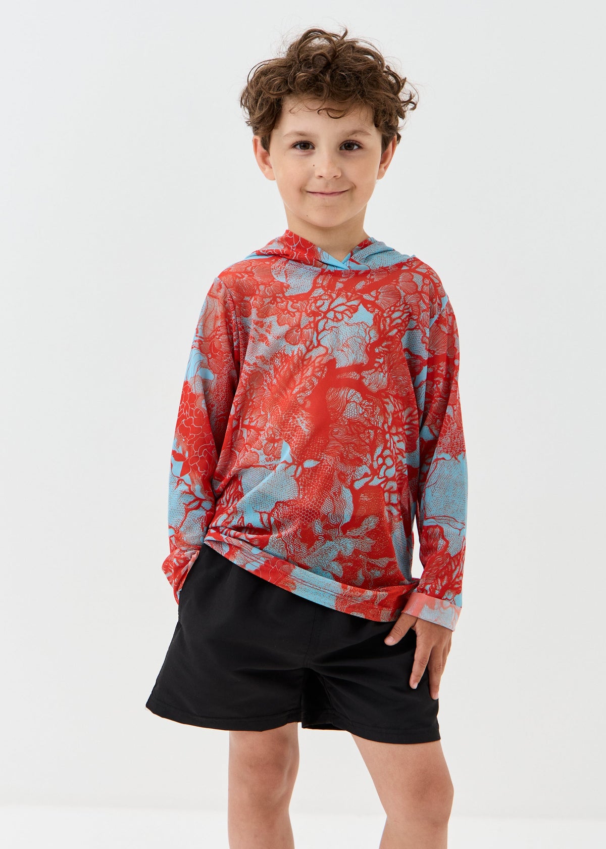 Coral Orange Kids’ Smart Mesh Tunic - Sun-Safe "Full Family Look"