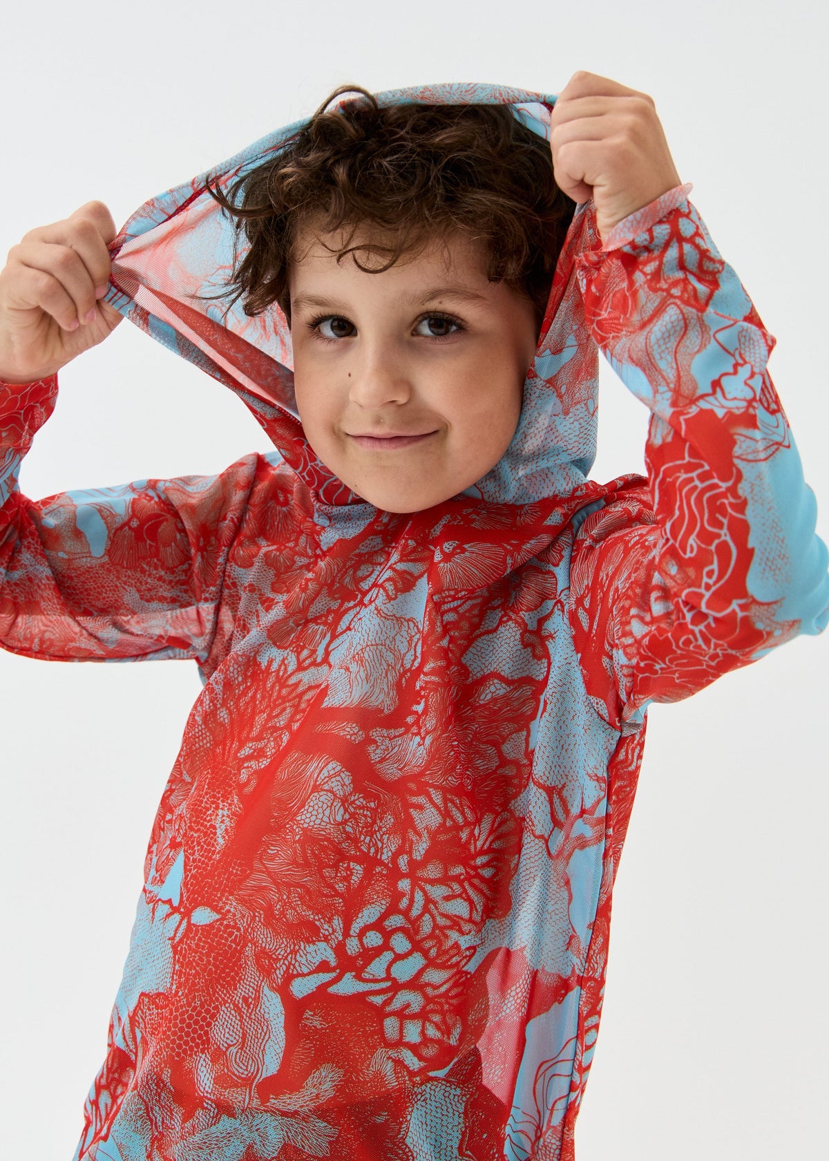 Coral Orange Kids’ Smart Mesh Tunic - Sun-Safe "Full Family Look"