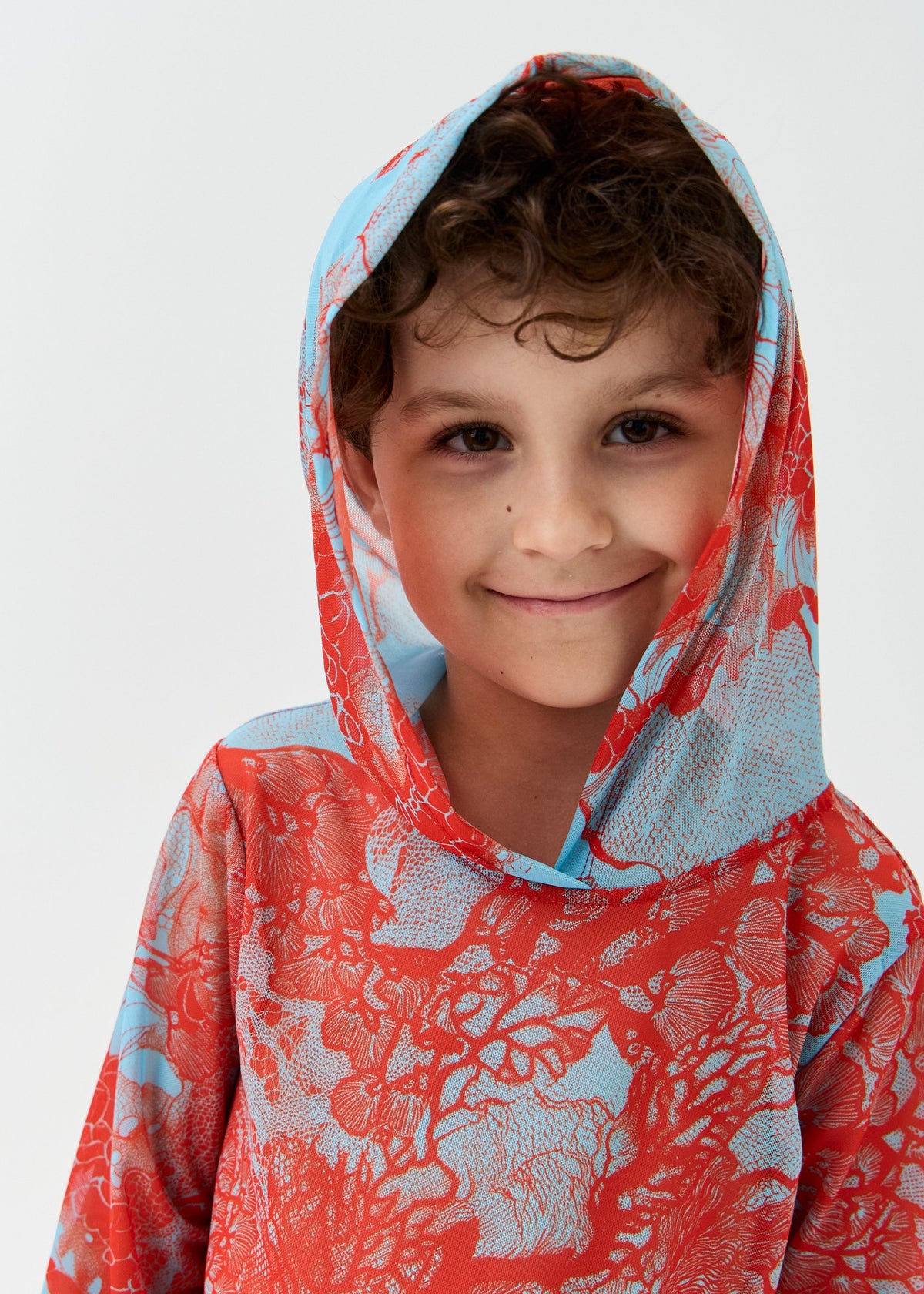 Coral Orange Kids’ Smart Mesh Tunic - Sun-Safe "Full Family Look"