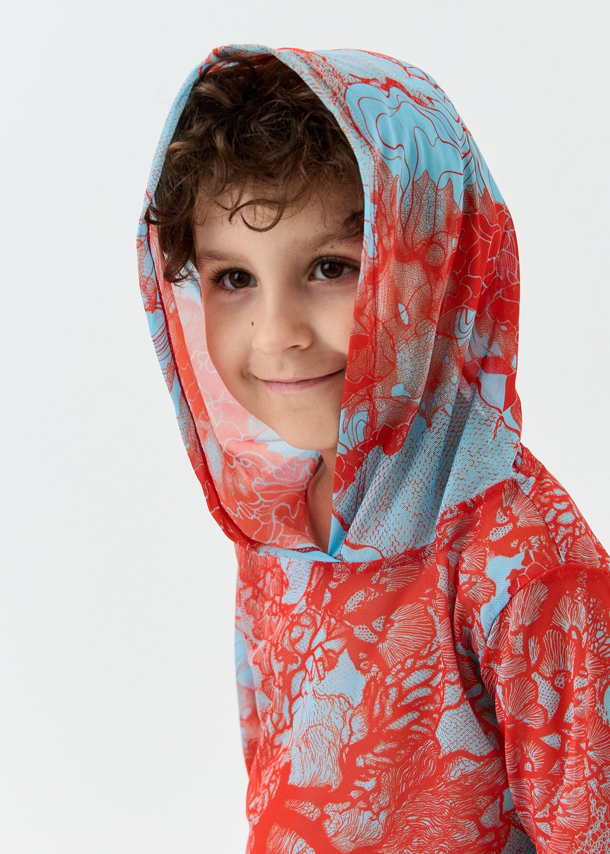 Coral Orange Kids’ Smart Mesh Tunic - Sun-Safe "Full Family Look"