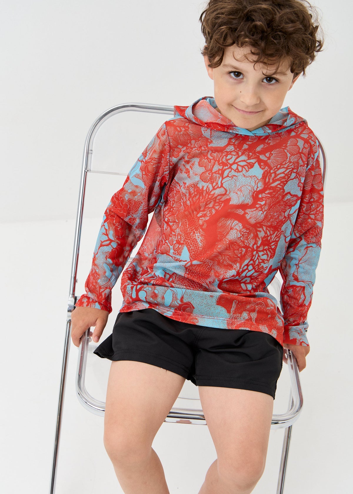 Coral Orange Kids’ Smart Mesh Tunic - Sun-Safe "Full Family Look"