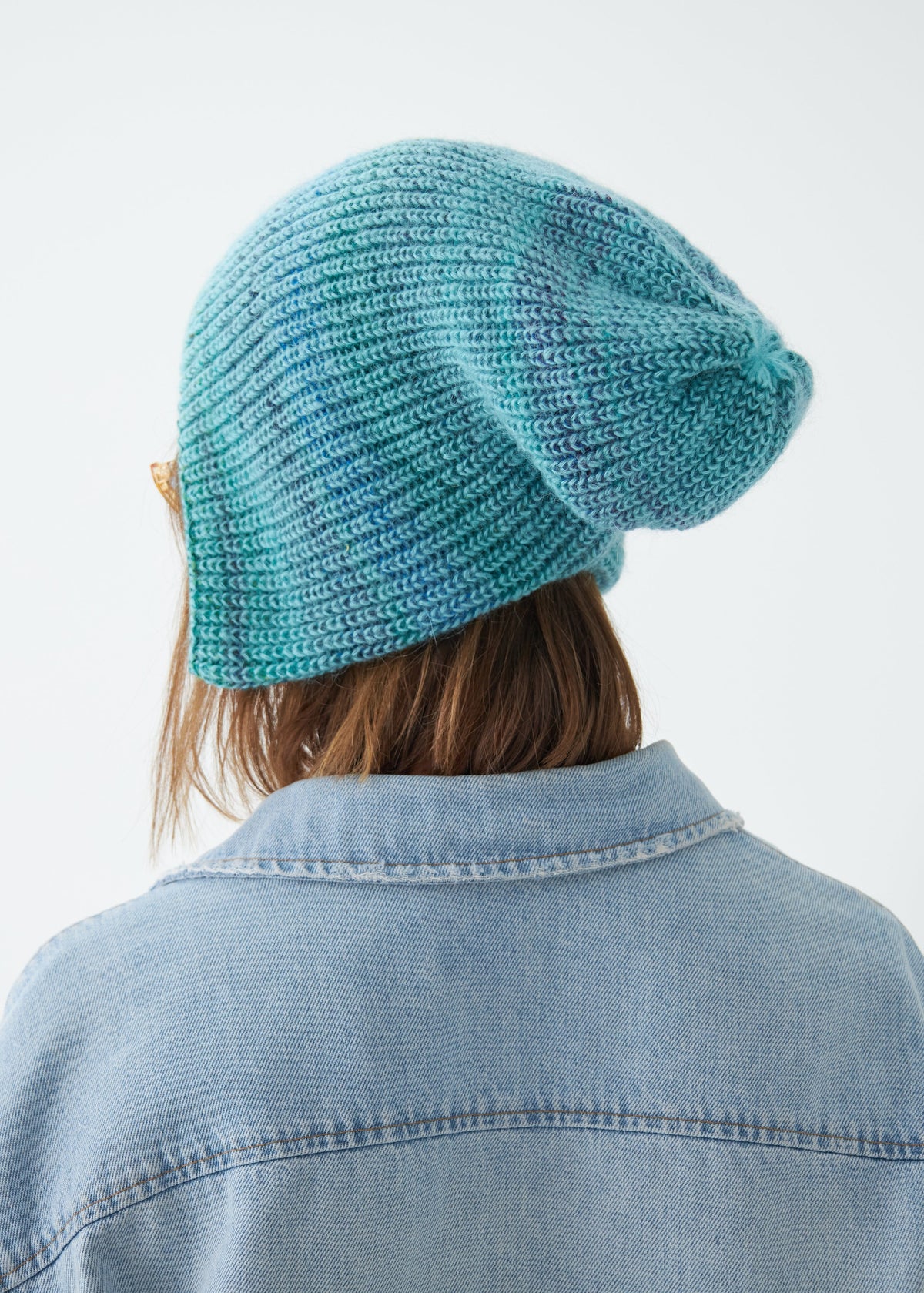 Reversible Wool Beanie Tiffany Blue Lisse - Double-Sided Warm Hat